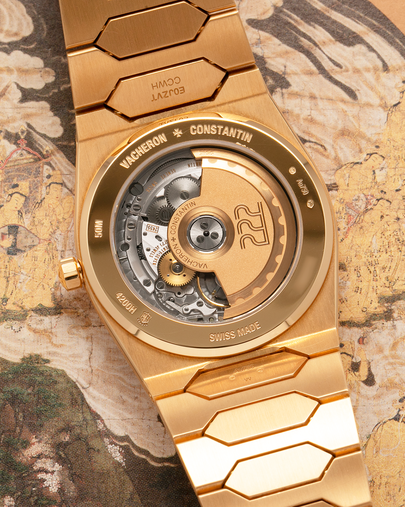 Brand: Vacheron Constantin
Year: 2022
Model: Historiques 222
Reference: 4200H/222J-B935
Material: 18-carat 3N Yellow Gold
Movement: Vacheron Constantin Cal. 2455/2, Self-Winding
Case Dimensions: 37mm x 7.95mm (Lug-to-Lug 45mm)
Bracelet: Vacheron Constantin 18-carat Yellow Gold Integrated Bracelet