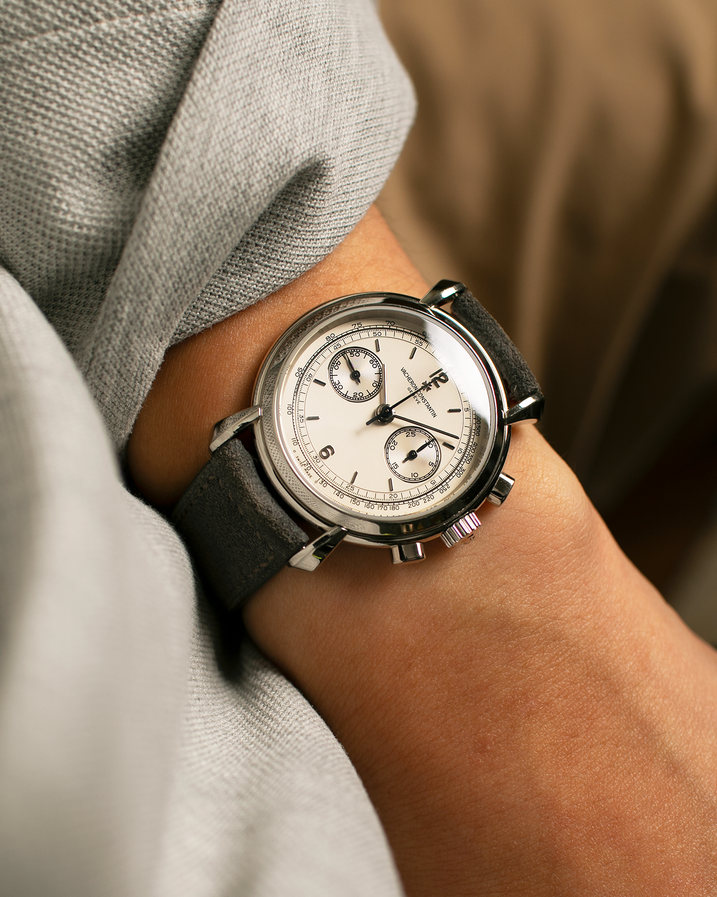 Vacheron Constantin Les Historiques Chronograph 47111 Platinum Cream Dial