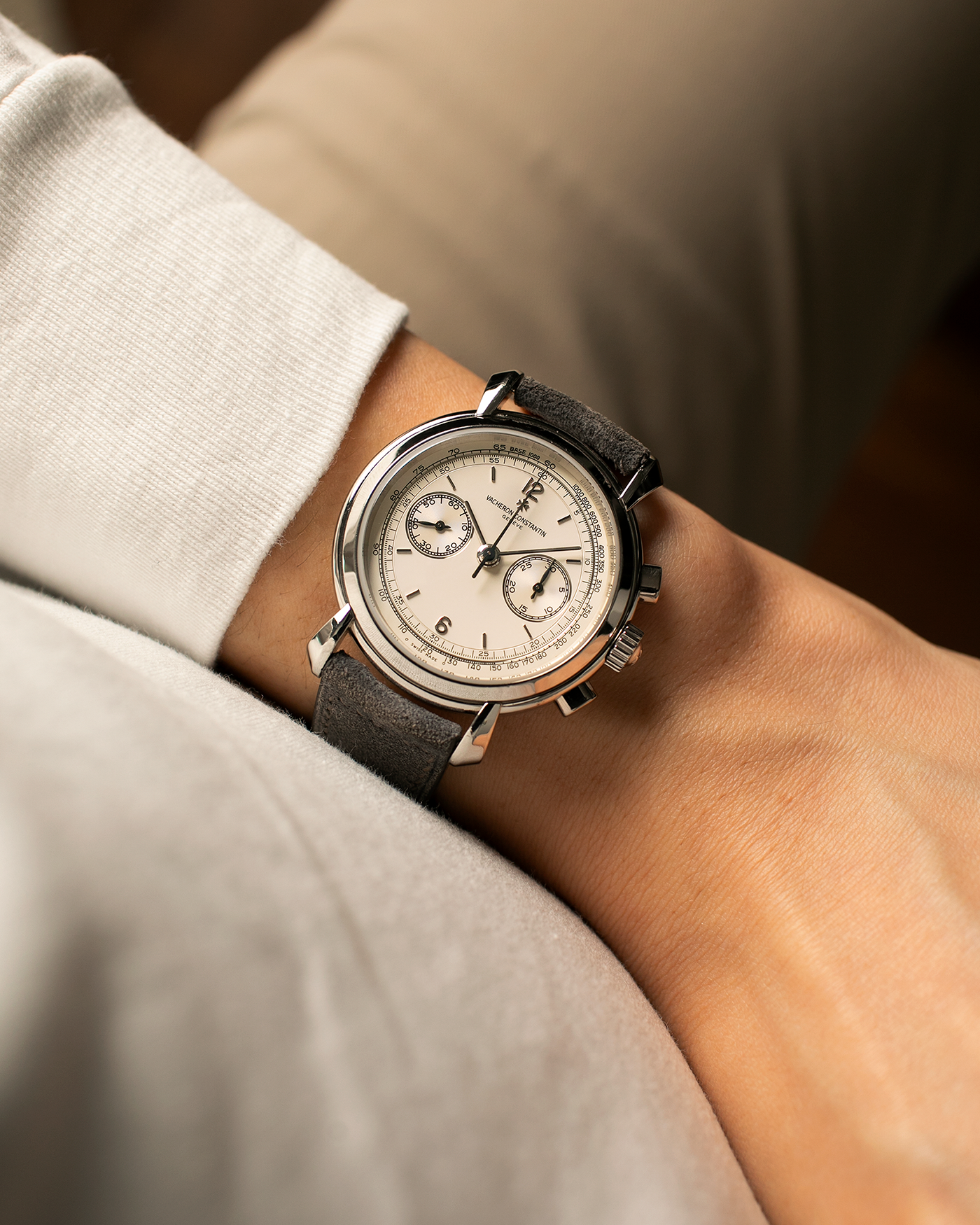 Vacheron Constantin Les Historiques Chronograph 47111 Platinum Cream Dial