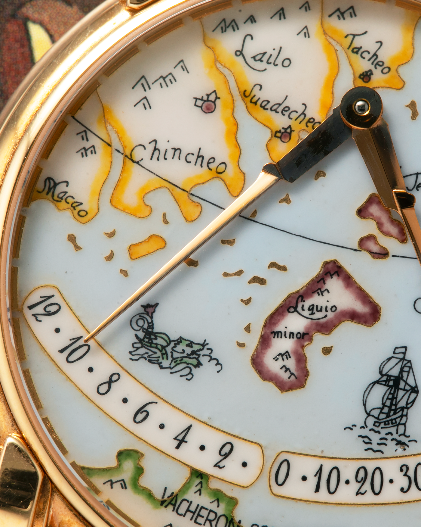 Brand: Vacheron Constantin
Year: 1998
Model: Mercator
Reference Number: 43050
Material: 18-carat Rose Gold Case, Champlevé Enamel Dial
Movement: Vacheron Constantin Cal. 1120/2 (Heavily-Modified Jaeger LeCoultre Cal. 920 Ébauche), Self-Winding
Case Dimensions: 36mm x 9mm (Lug-to-Lug 41mm)
Lug Width: 20mm
Strap: Molequin Dark Navy Textured Calf Leather Strap with Signed 18-carat Yellow Gold Deployant Buckle, extra Vacheron Constantin Black Alligator Leather Strap (Used)