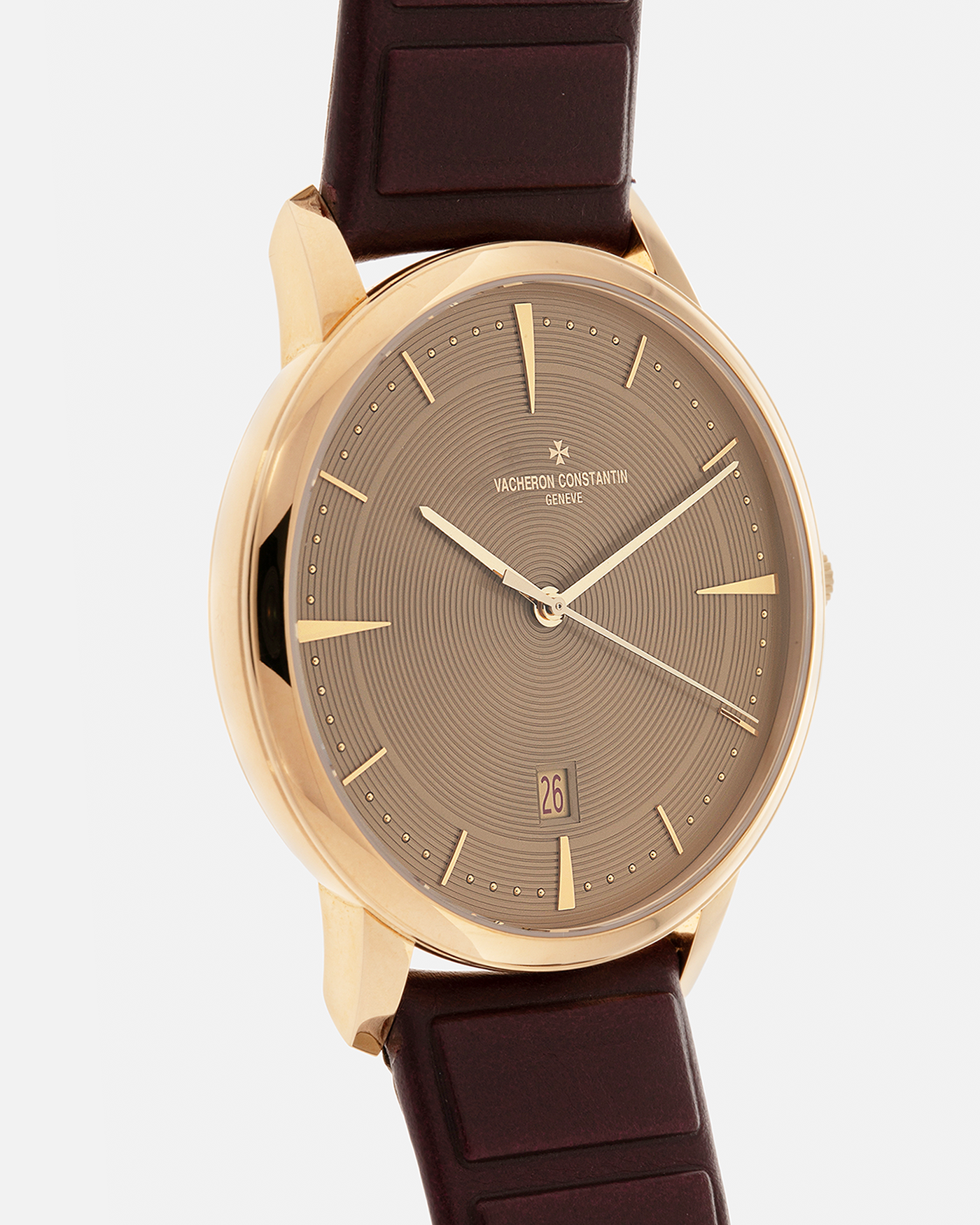 Brand: Vacheron Constantin
Year: 2024
Model: Patrimony Ora ïto 20th Anniversary, Limited to 100 Pieces
Reference: 85180/000J-H069
Material: 18-carat Yellow Gold
Movement: Vacheron Constantin Cal. 2450 Q6, Self-Winding
Case Dimensions: 40mm x 8.55mm (Lug-to-Lug 47mm)
Lug Width: 20mm
Strap: Vacheron Constantin Burgundy Embossed Calf Leather with Signed 18-carat Yellow Gold Tang Buckle