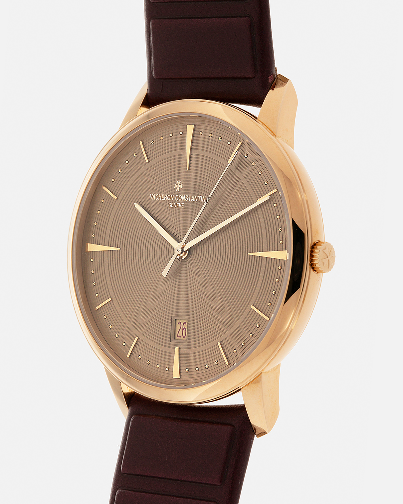 Brand: Vacheron Constantin
Year: 2024
Model: Patrimony Ora ïto 20th Anniversary, Limited to 100 Pieces
Reference: 85180/000J-H069
Material: 18-carat Yellow Gold
Movement: Vacheron Constantin Cal. 2450 Q6, Self-Winding
Case Dimensions: 40mm x 8.55mm (Lug-to-Lug 47mm)
Lug Width: 20mm
Strap: Vacheron Constantin Burgundy Embossed Calf Leather with Signed 18-carat Yellow Gold Tang Buckle