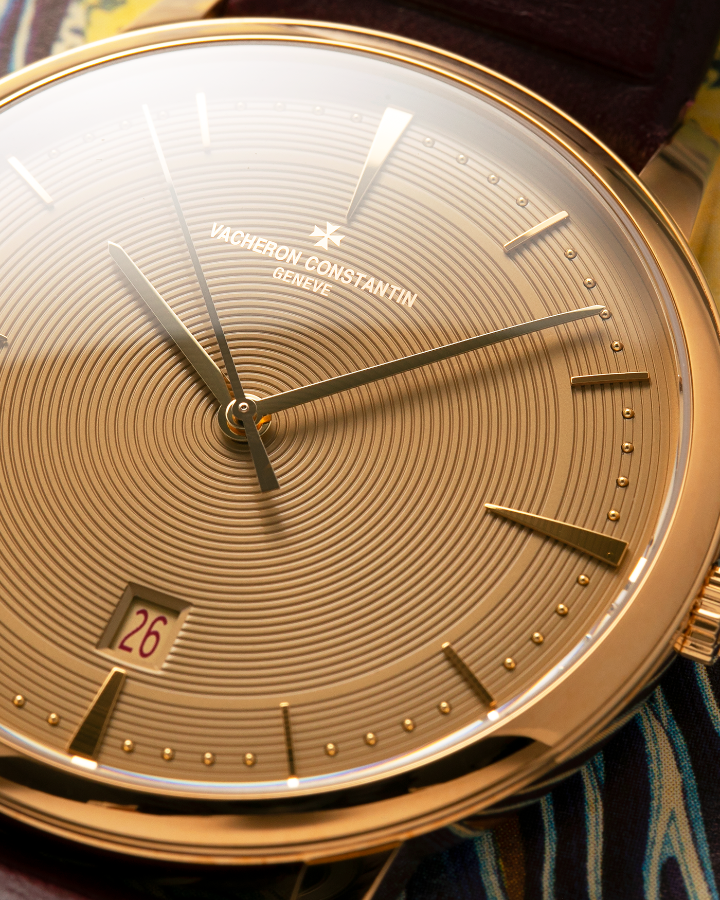 Brand: Vacheron Constantin
Year: 2024
Model: Patrimony Ora ïto 20th Anniversary, Limited to 100 Pieces
Reference: 85180/000J-H069
Material: 18-carat Yellow Gold
Movement: Vacheron Constantin Cal. 2450 Q6, Self-Winding
Case Dimensions: 40mm x 8.55mm (Lug-to-Lug 47mm)
Lug Width: 20mm
Strap: Vacheron Constantin Burgundy Embossed Calf Leather with Signed 18-carat Yellow Gold Tang Buckle