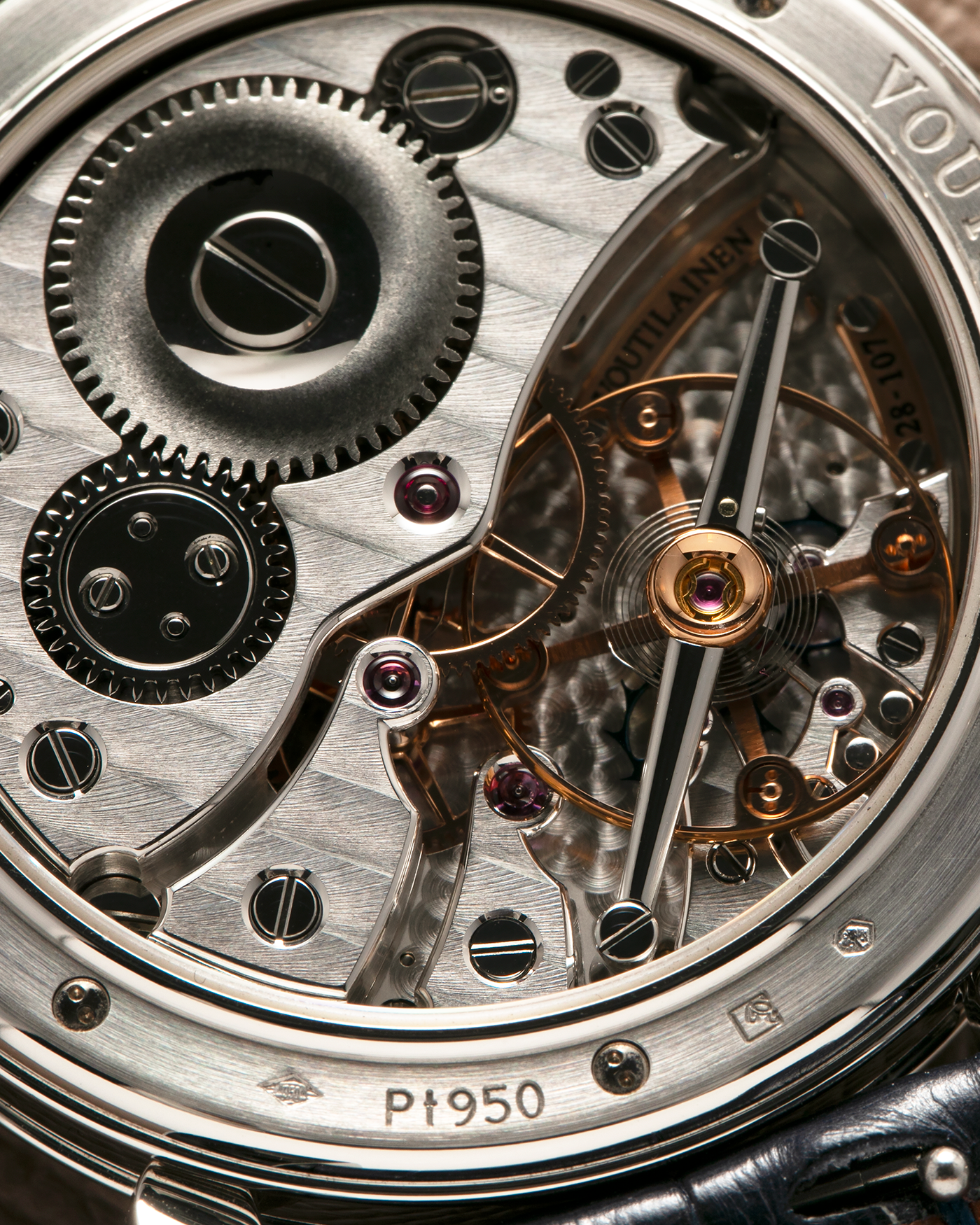 Brand: Voutilainen
Year: 2016
Model: Vingt-8
Material: Platinum 950
Movement: Voutilainen Cal. 28, Manual-Winding
Case Dimensions: 39mm x 11mm (48mm Lug-to-Lug)
Lug Width: 20mm
Strap: Voutilainen Blue Alligator Leather Strap with Signed Platinum Tang Buckle, with additional Voutilainen Black Alligator Leather Strap, and Bespoke A Collected Man Light Grey Leather Strap
