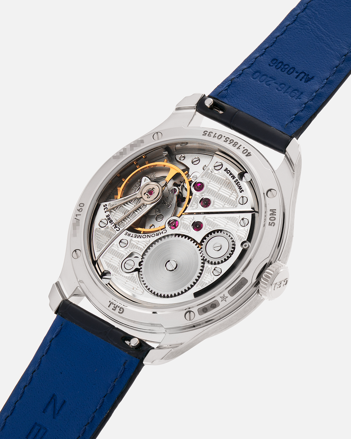 Brand: Zenith
Year: 2026
Model: G.F.J.
Reference Number: 40.1865.0135/51.C200
Material: Platinum 950
Movement: Caliber 135
Case Diameter: 39.15mm Diameter 10.5mm Thickness
Strap: Zenith Blue Alligator Strap with Platinum Zenith Tang Buckle