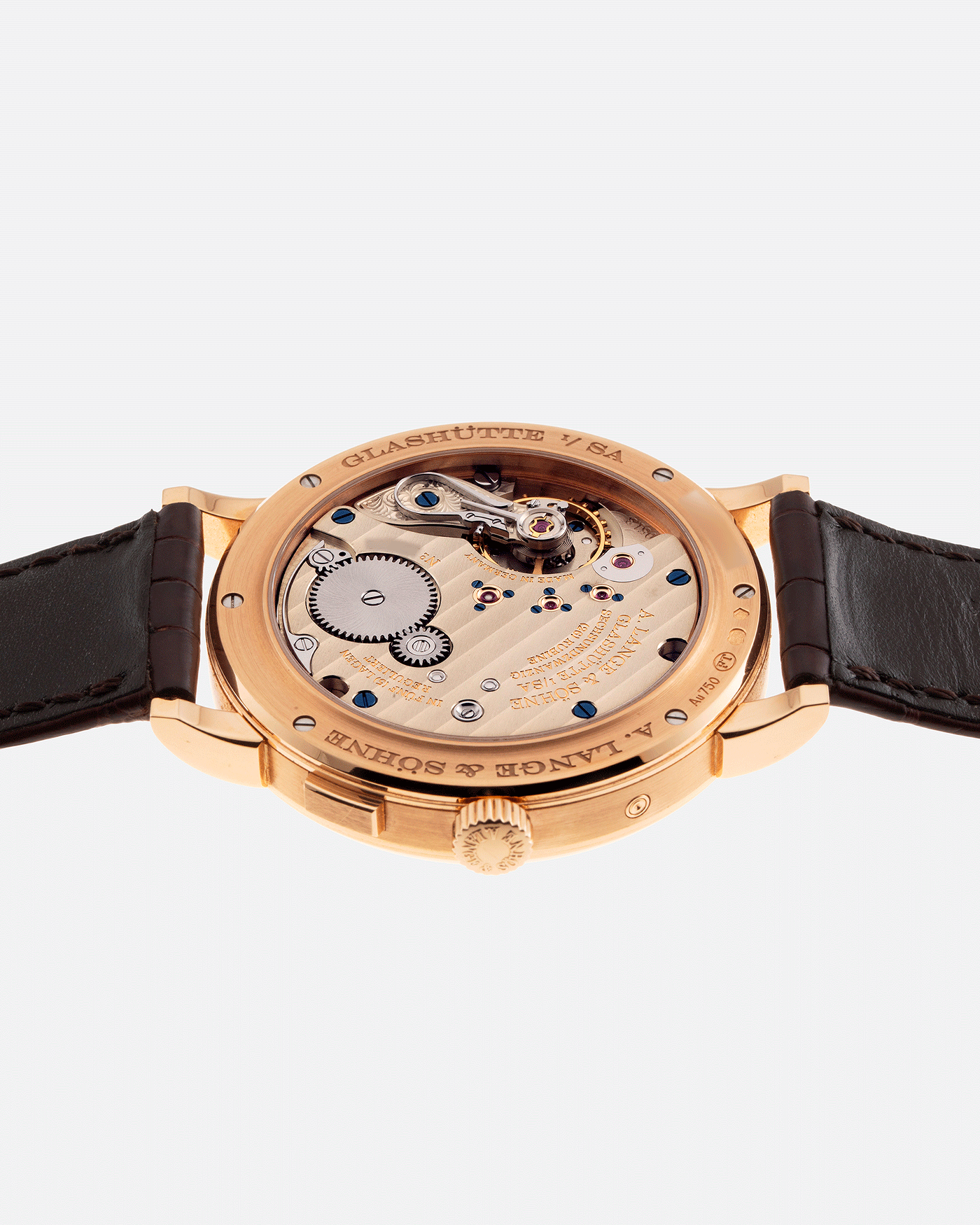 Brand: A. Lange & Sohne Year: 2018 Model: 1815 Annual Calendar Material: 18k Rose Gold Movement: Manual Winding L051.3 Case Diameter: 40mm Bracelet/Strap: A. Lange & Sohne Dark Brown Alligator Strap with signed 18k Rose Gold Tang Buckle