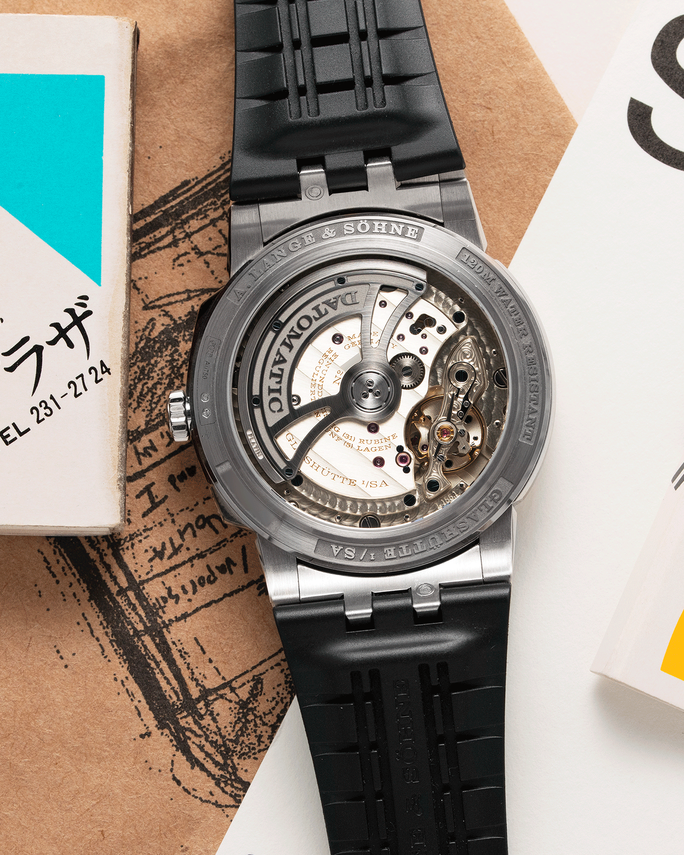 Brand: A. Lange & Sohne Year: 2021 Model: Datomatic Odysseus Ref Number: 363.038 Material: 18k White Gold Movement: Self-Winding In-House L155.1 Case Diameter: 38mm Bracelet/Strap: A. Lange & Sohne Brown Leather Strap and Black Rubber Strap with signed 18k White Gold Tang Buckle