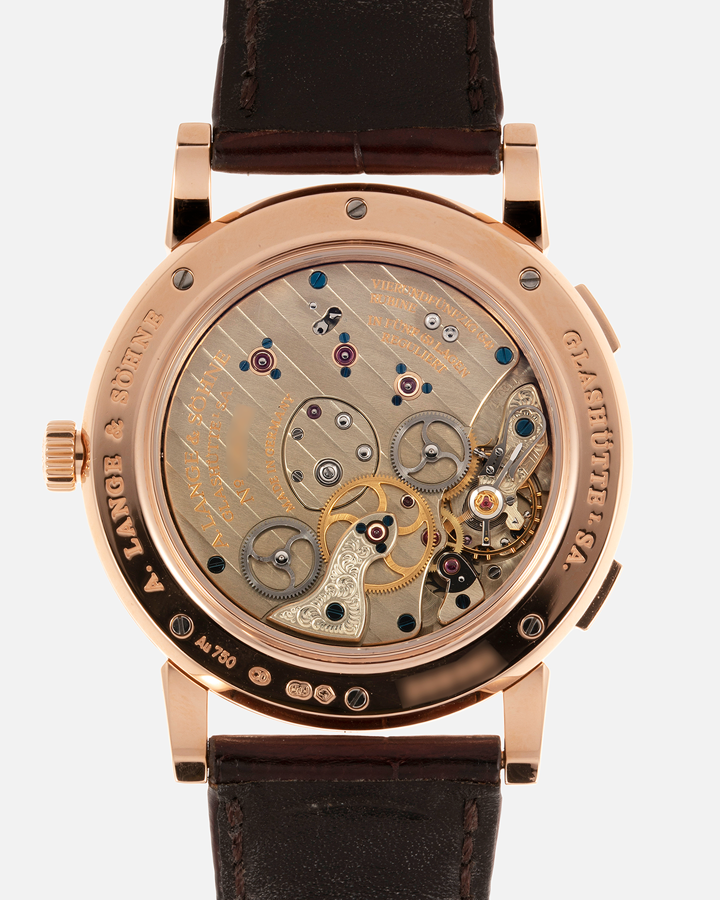 Brand: A. Lange & Sohne Year: 2015 Model: Lange 1 Time Zone (Zeit Zone) Reference Number: 116.032 Material: 18-carat Rose Gold Movement: Cal. L031.1, Manual Winding Case Diameter: 41.9mm Bracelet/Strap: A. Lange & Sohne Reddish Brown Alligator Strap with signed 18-carat Rose Gold Tang Buckle