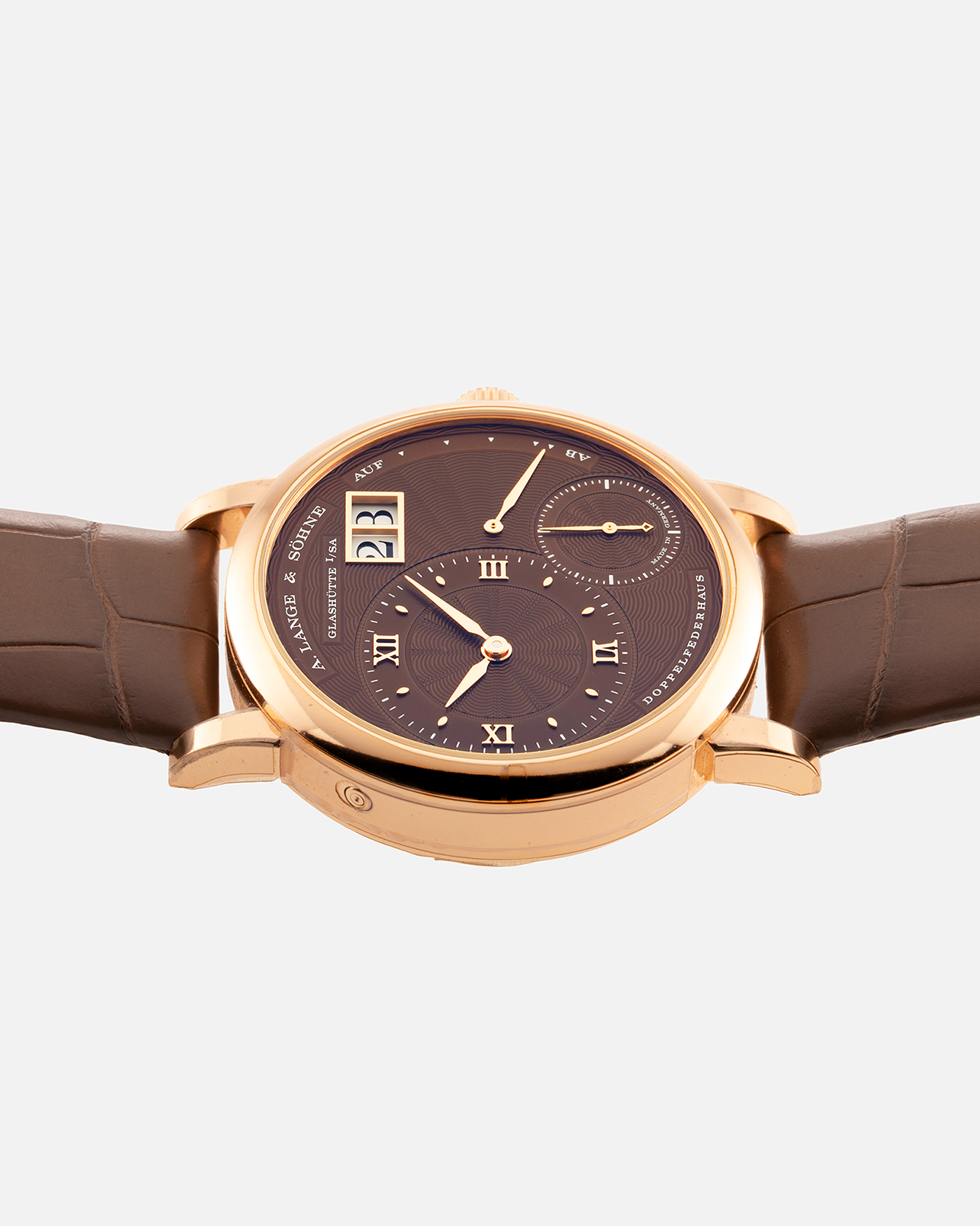 Brand: A. Lange & Sohne Year: 2022 Model: Little Lange 1  Reference Number: 181.037 Material: 18k Rose Gold Movement: Manual Winding L121.1 Case Diameter: 36.5mm Bracelet/Strap: A. Lange & Sohne Light Brown Unstitched Alligator Strap