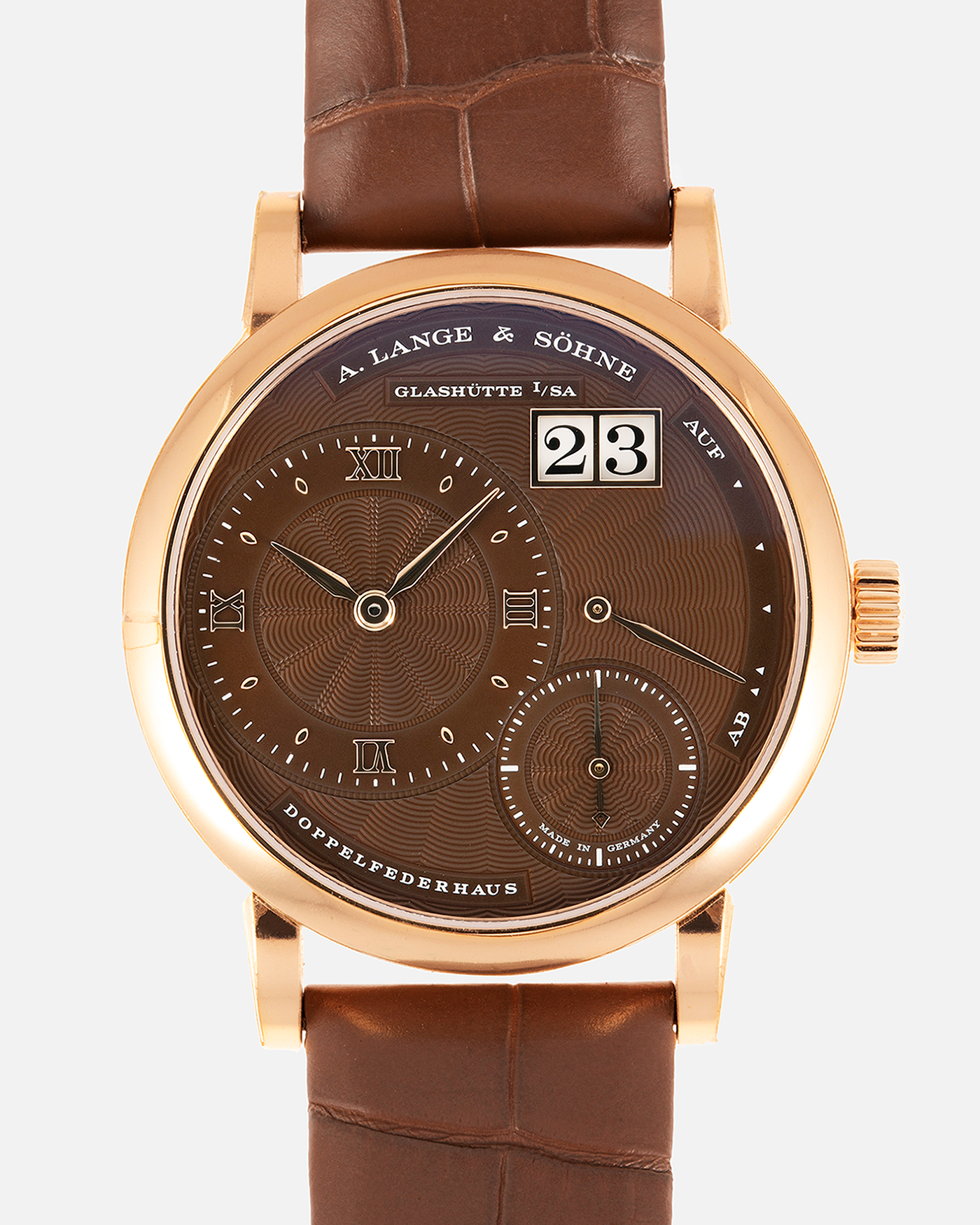 Brand: A. Lange & Sohne Year: 2022 Model: Little Lange 1  Reference Number: 181.037 Material: 18k Rose Gold Movement: Manual Winding L121.1 Case Diameter: 36.5mm Bracelet/Strap: A. Lange & Sohne Light Brown Unstitched Alligator Strap