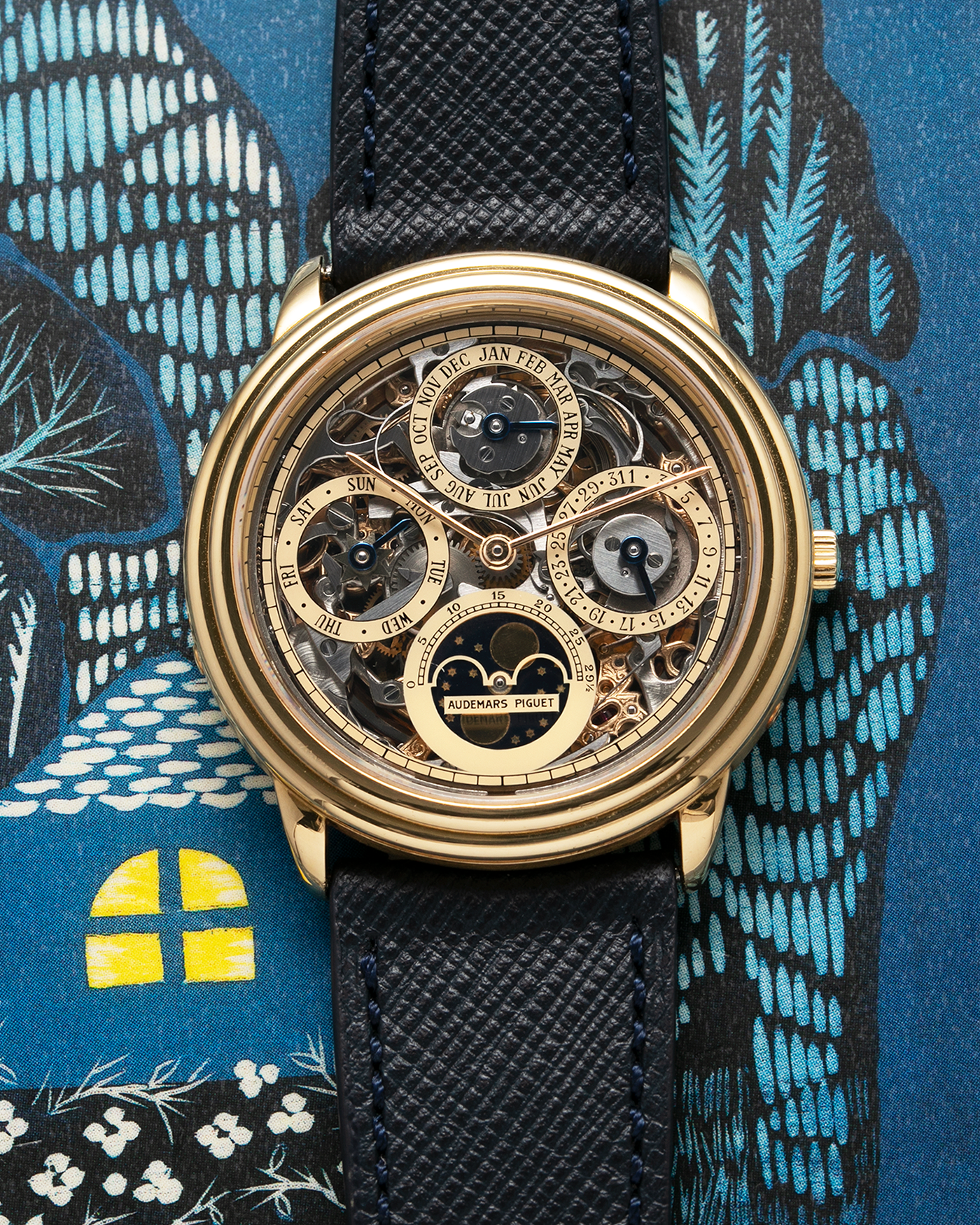 Royal oak quantieme perpetual calendar skeleton 18k yellow gold watch discount