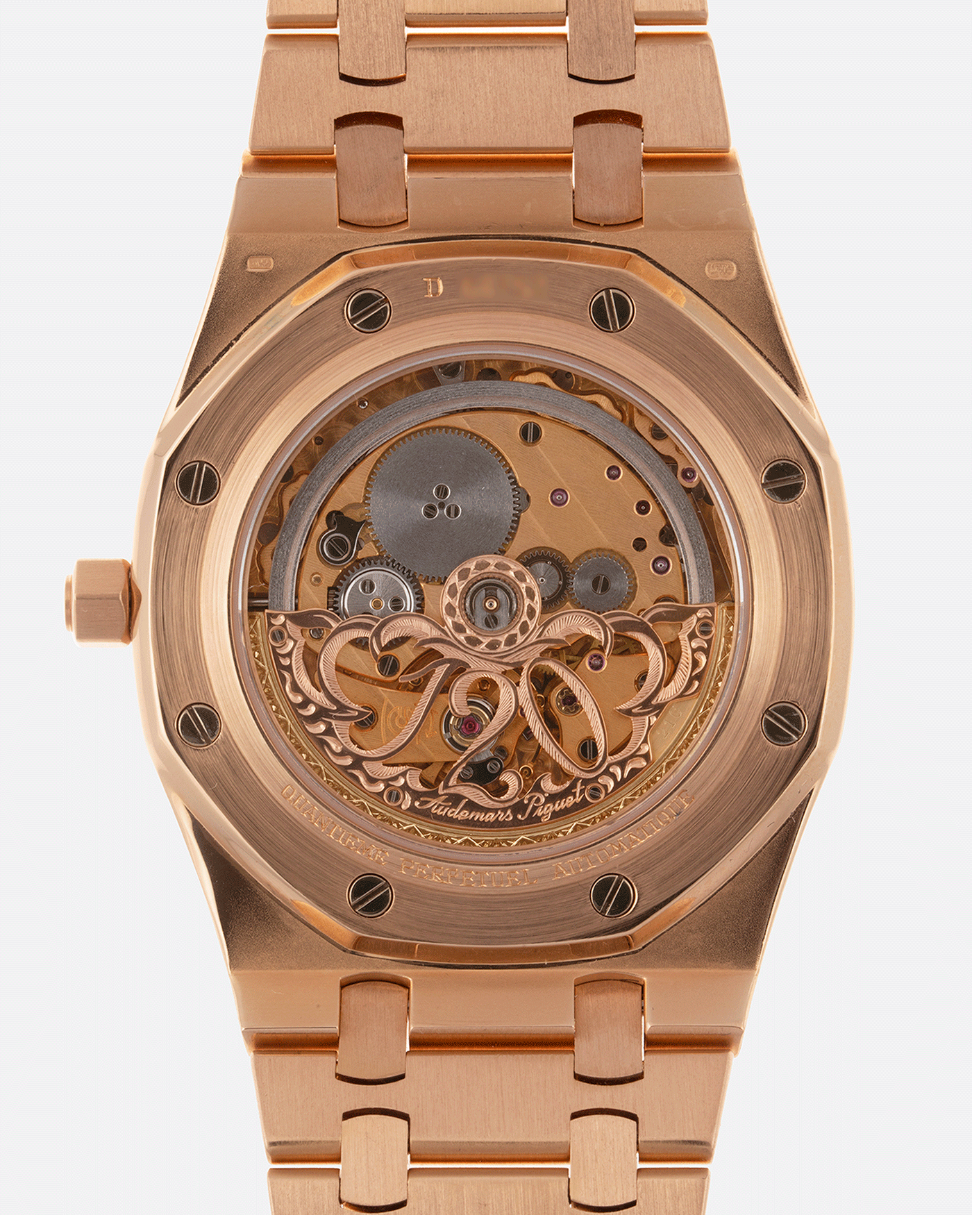 Brand: Audemars Piguet Year: 1995 Model: Royal Oak Reference Number: 25810 Material: 18k Rose Gold Movement: Cal. 2120/2802 Case Diameter: 39mm Bracelet: 18k Rose Gold Audemars Piguet Integrated Bracelet