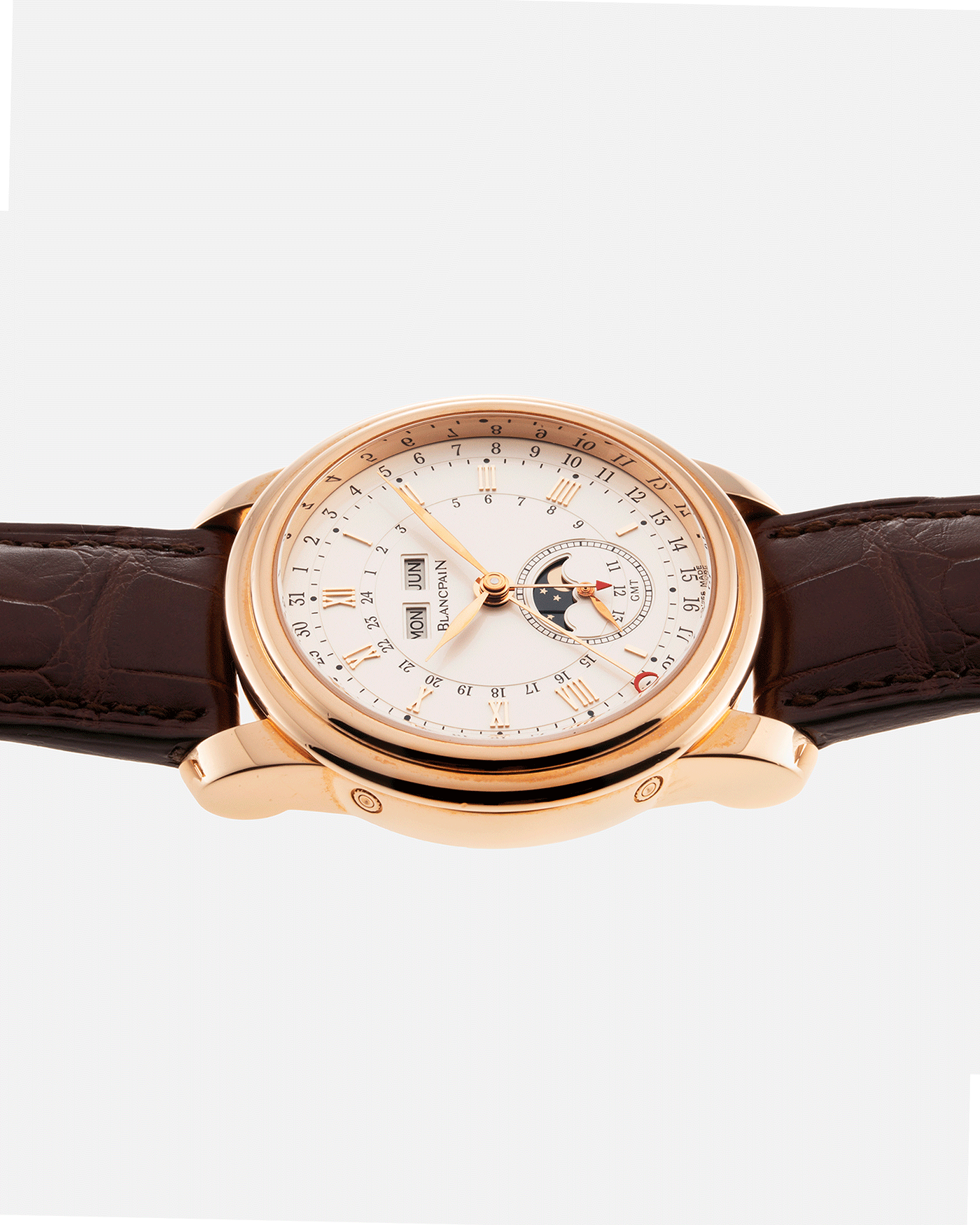 Brand: Blancpain Year: 2009 Model: Le Brassus Reference Number: 4276-3642-55B Material: Rose Gold Movement: Cal. 67A6 Case Diameter: 42mm Bracelet/Strap: Blancpain Brown Alligator Strap with 18k Rose Gold Deployant Clasp