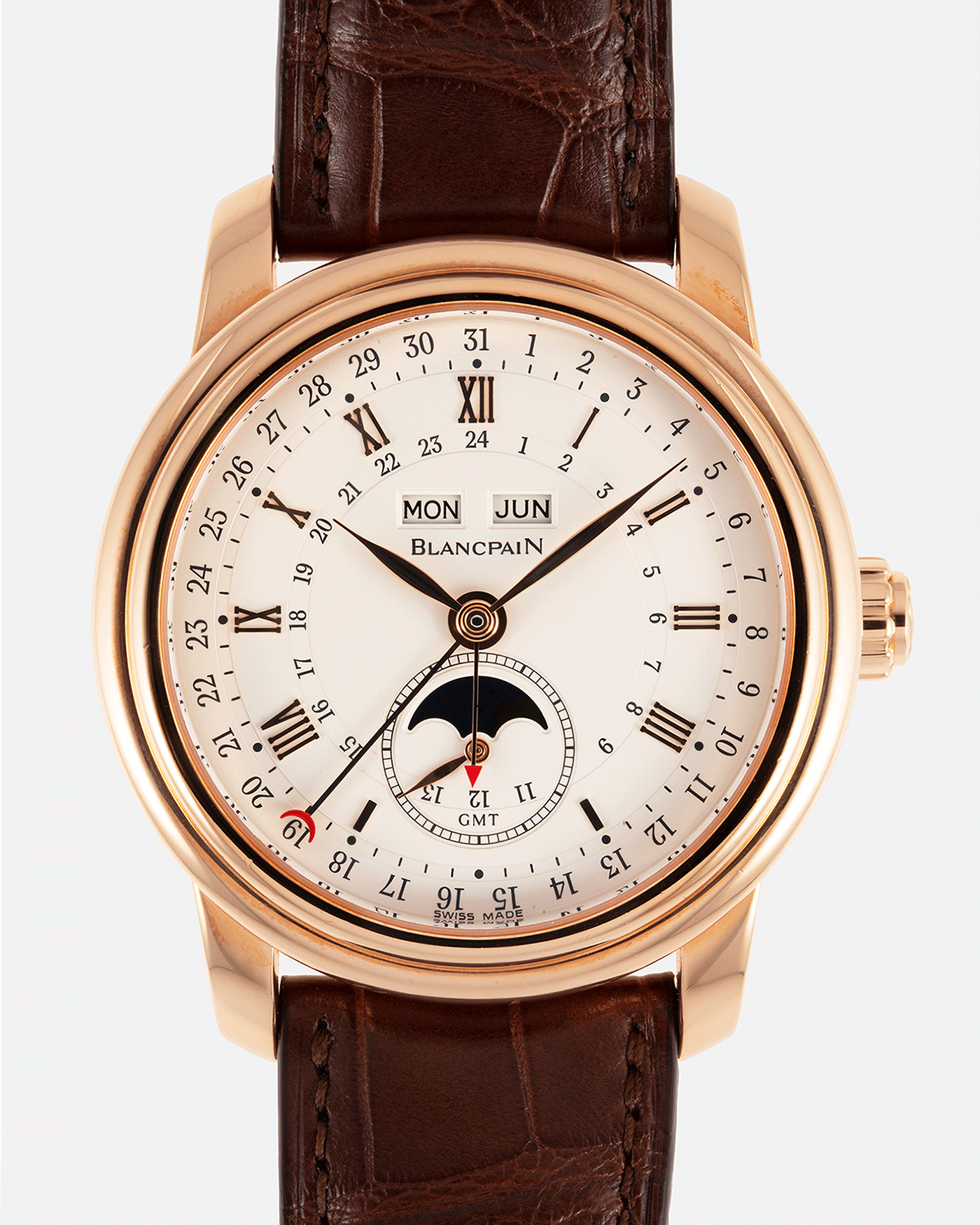 Brand: Blancpain Year: 2009 Model: Le Brassus Reference Number: 4276-3642-55B Material: Rose Gold Movement: Cal. 67A6 Case Diameter: 42mm Bracelet/Strap: Blancpain Brown Alligator Strap with 18k Rose Gold Deployant Clasp