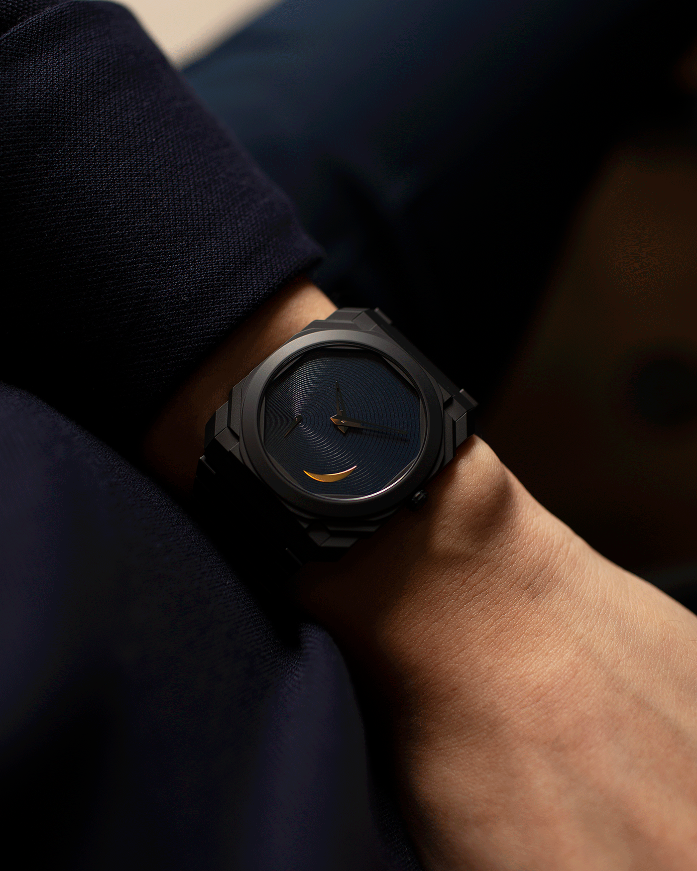 Brand: Bvlgari Year: 2021 Model: Octo Finissimo Tadao Ando Ref Number: 103534 Material: Sand Blasted Black Ceramic Movement: In-House Micro-Rotor BVL 138 Case Diameter: 40mm Bracelet: Bvlgari Integrated Sand Blasted Ceramic Bracelet