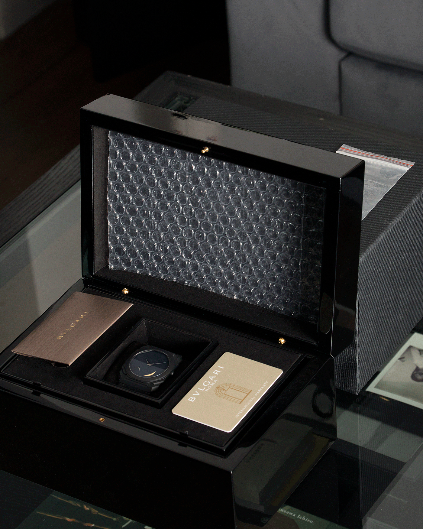 Brand: Bvlgari Year: 2021 Model: Octo Finissimo Tadao Ando Ref Number: 103534 Material: Sand Blasted Black Ceramic Movement: In-House Micro-Rotor BVL 138 Case Diameter: 40mm Bracelet: Bvlgari Integrated Sand Blasted Ceramic Bracelet