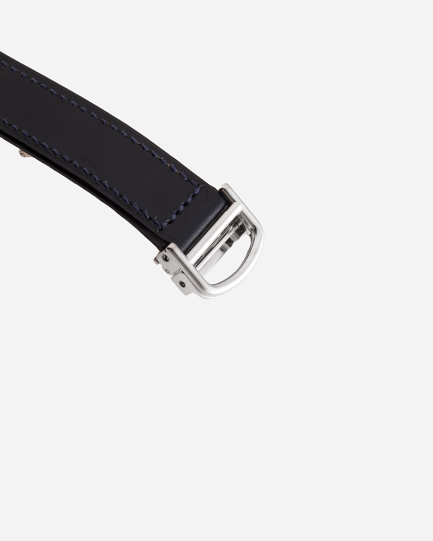 Brand: Cartier Year: 2000’s Model: Pasha 38 Reference: 2353 Material: 18k White Gold Movement: Cartier Self-Winding Cal. 191 Case Diameter: 38mm Strap: Custom Nostime Blue Leather Strap with 18k White Gold Cartier Deployant