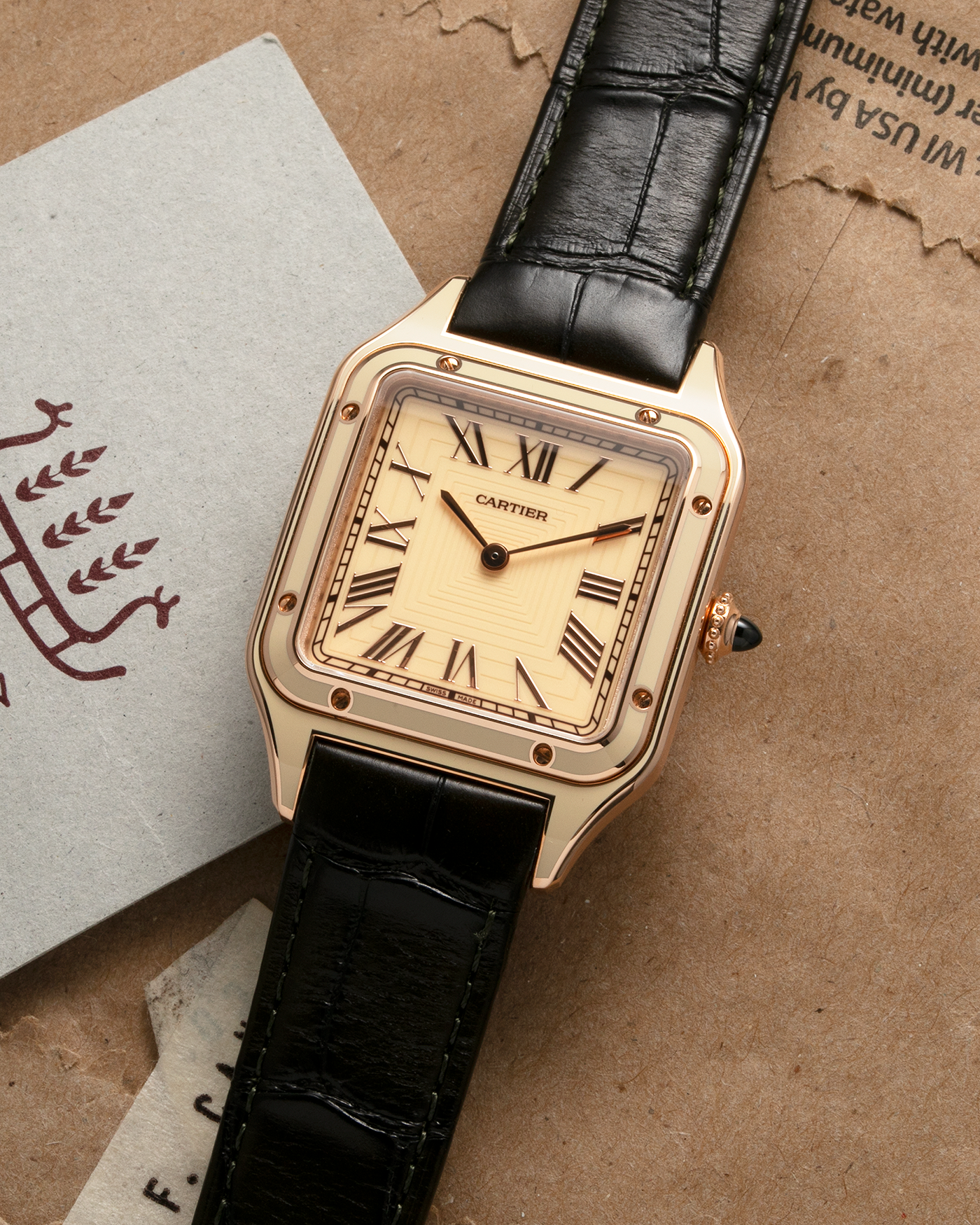 Cartier Santos Dumont Lacquered Rose Gold Watch