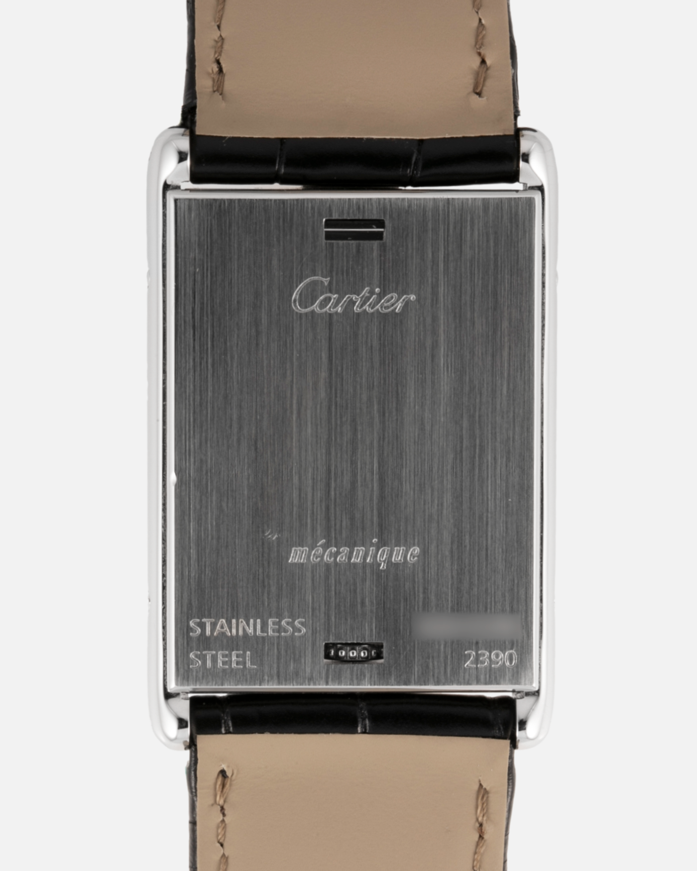 Brand: Cartier Year: 1990’s Model: Tank Basculante Reference: 2390 Material: Stainless Steel Movement: Piguet-derived Cartier cal. 050 MC Case Diameter: 26 x 38mm Strap: Black Cartier Alligator with Cartier Stainless Steel Tang Buckle