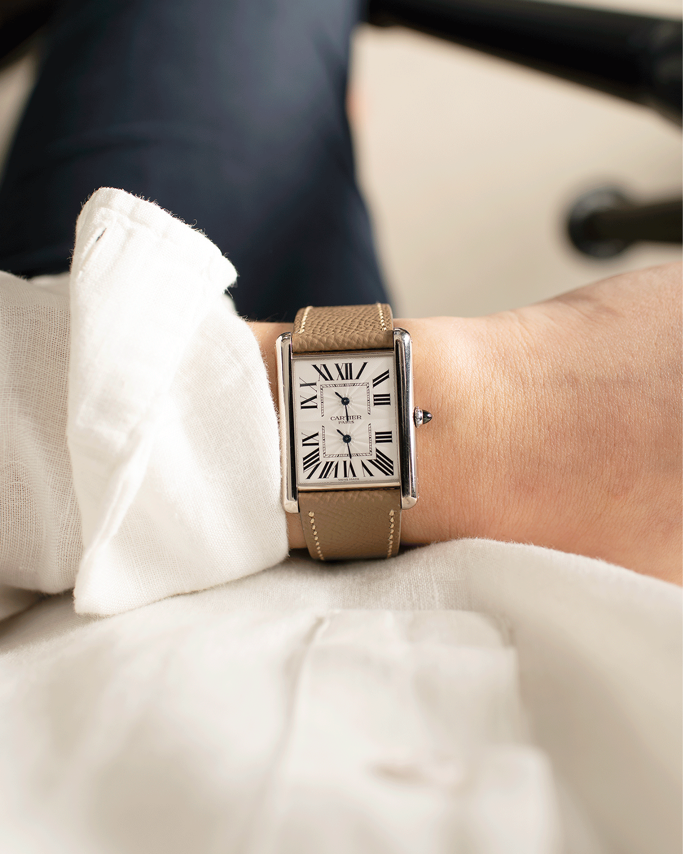 Cartier Tank CPCP Dual Time 2917 Collection Prive Cartier Paris Watch | S.Song Vintage Timepieces 