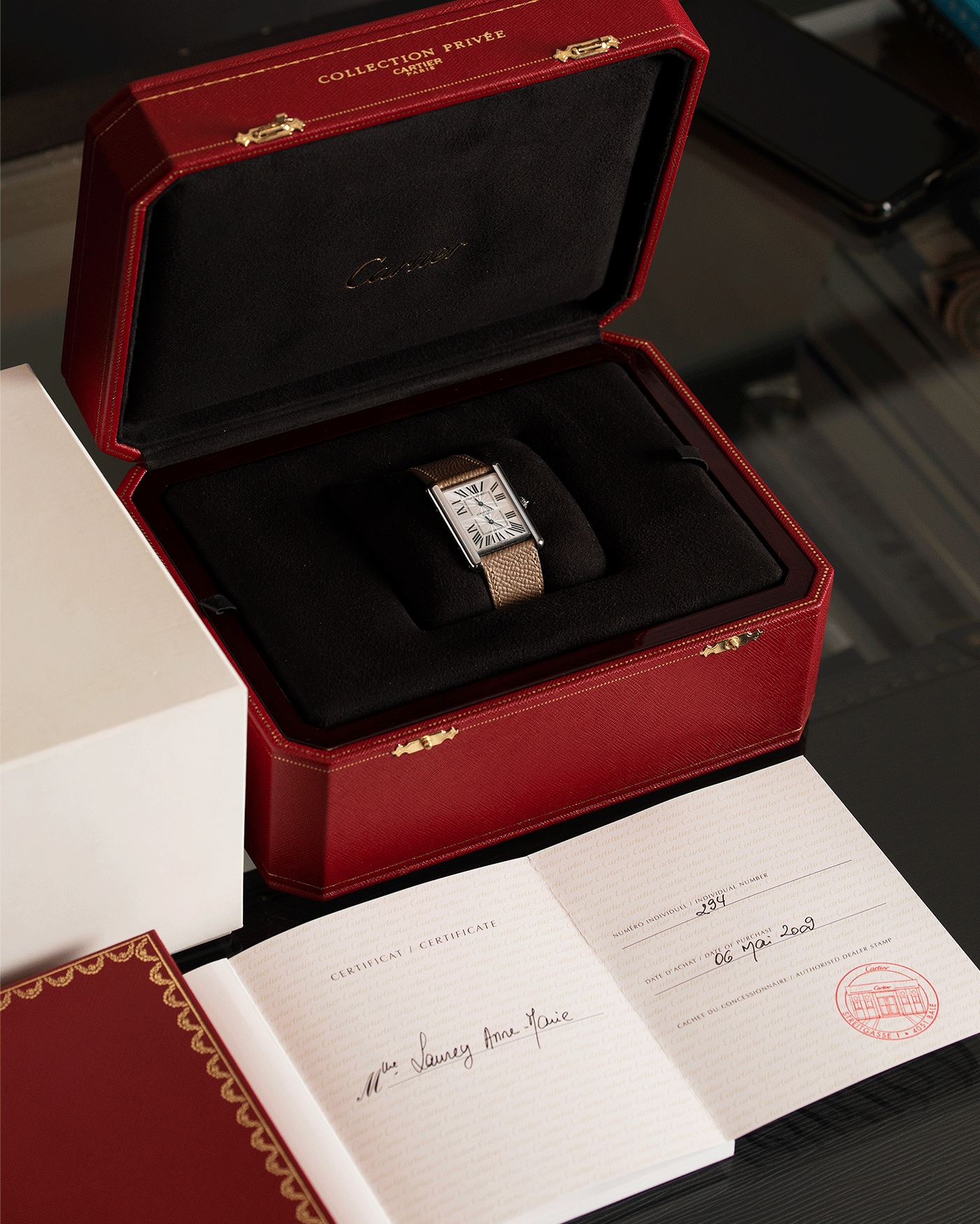 Cartier Tank CPCP Dual Time 2917 Collection Prive Cartier Paris Watch | S.Song Vintage Timepieces 