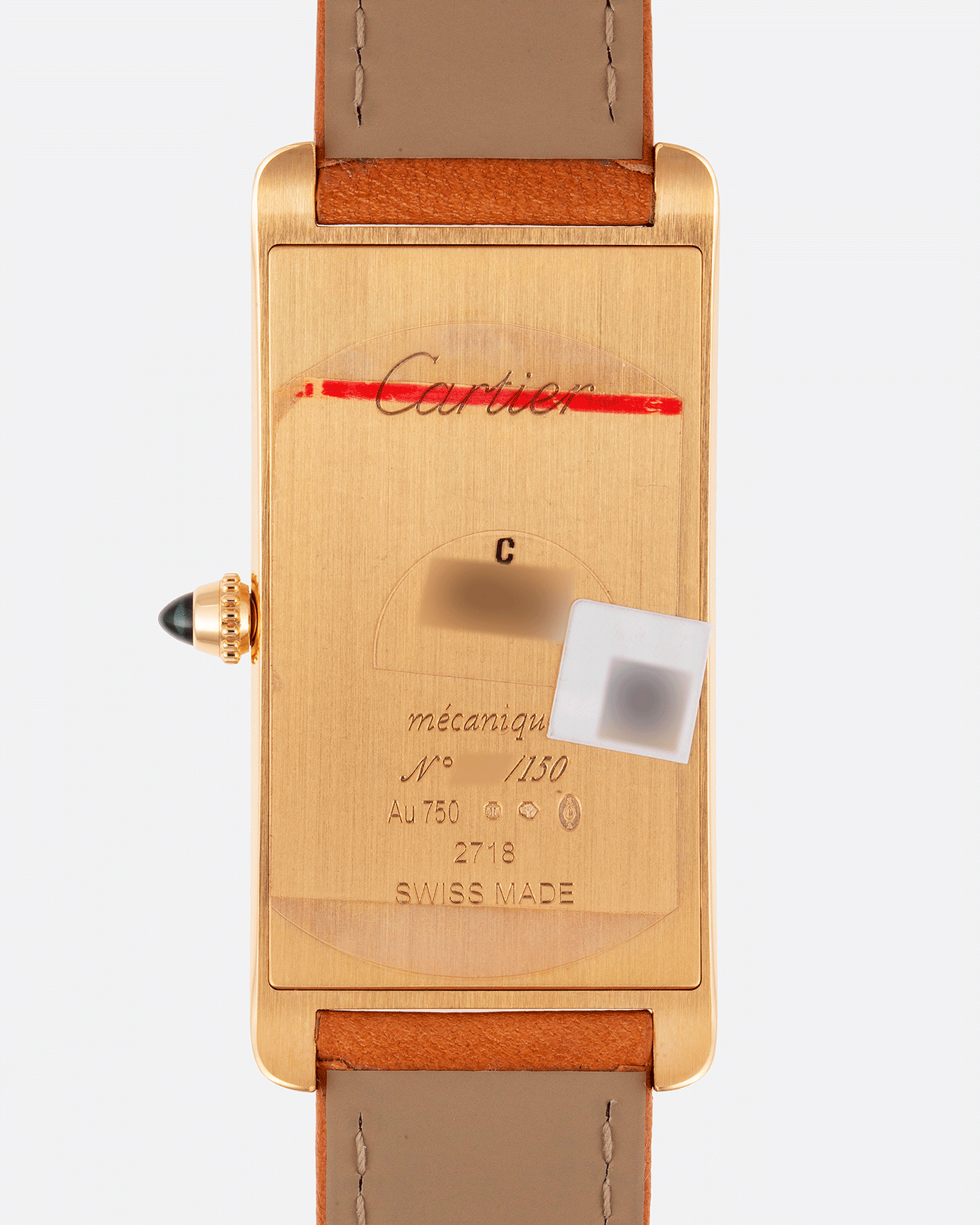 Brand: Cartier Year: 2021 Model: Tank Cintree Reference: 2718 Material: 18k Yellow Gold Movement: Jaeger Le Coultre manual wind caliber 9780MC Case Diameter: 46 x 23 mm, 6.4mm thick Strap: Cartier Chestnut Brown Leather Strap and 18k Yellow Gold Tang Buckle