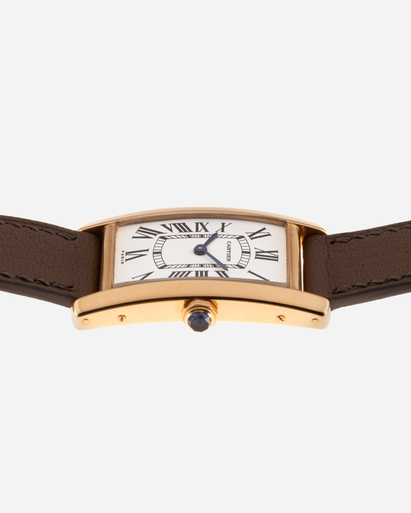 Brand: Cartier Year: 1970’s Model: Tank Cintree Mid Size Material: 18k Yellow Gold Movement: Manually Wound Jaeger Movement Case Diameter: 36mm X 20mm Strap: Custom Taupe Leather Strap and Original 18k Yellow Gold Cartier Deployant