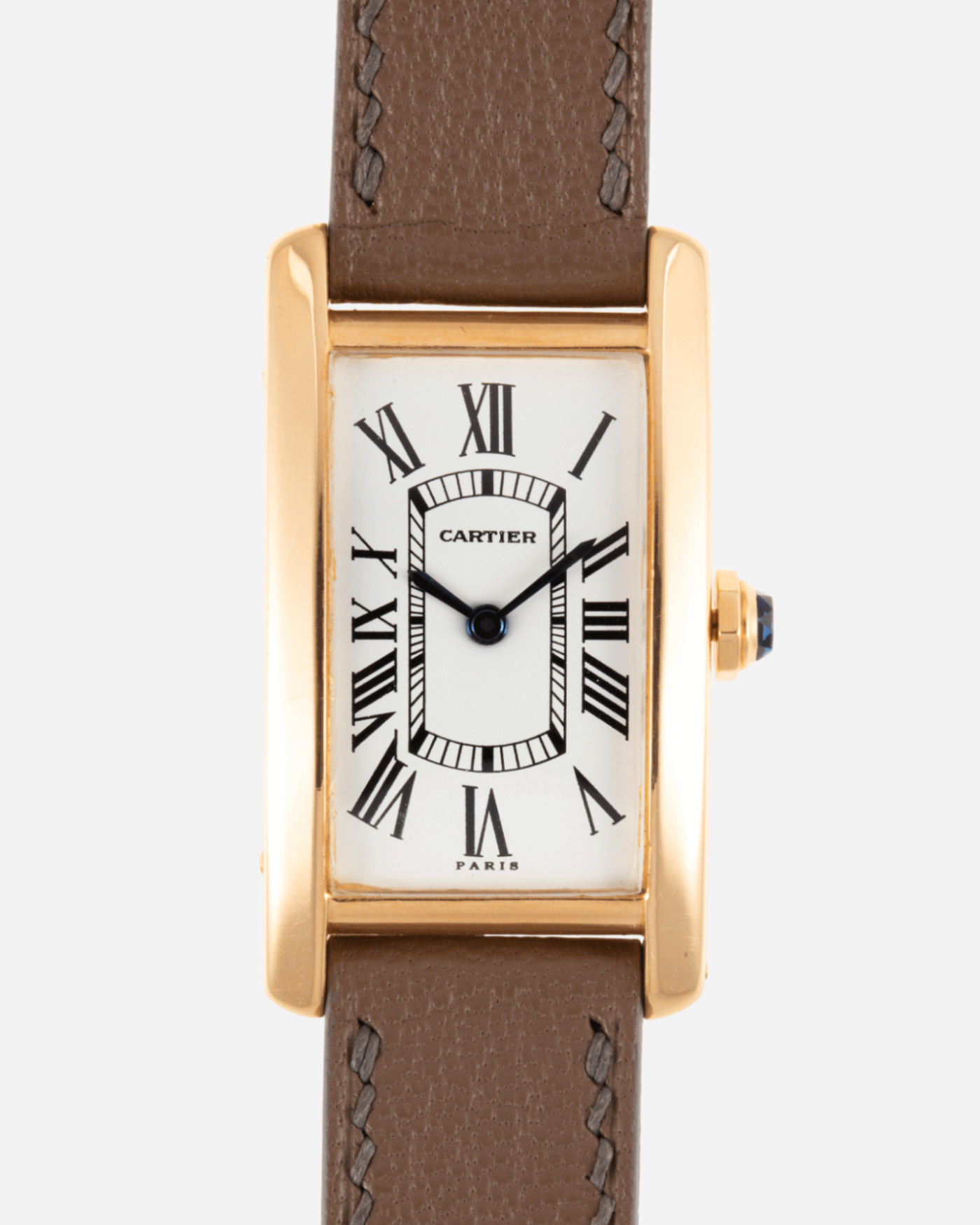 Brand: Cartier Year: 1970’s Model: Tank Cintree Mid Size Material: 18k Yellow Gold Movement: Manually Wound Jaeger Movement Case Diameter: 36mm X 20mm Strap: Custom Taupe Leather Strap and Original 18k Yellow Gold Cartier Deployant