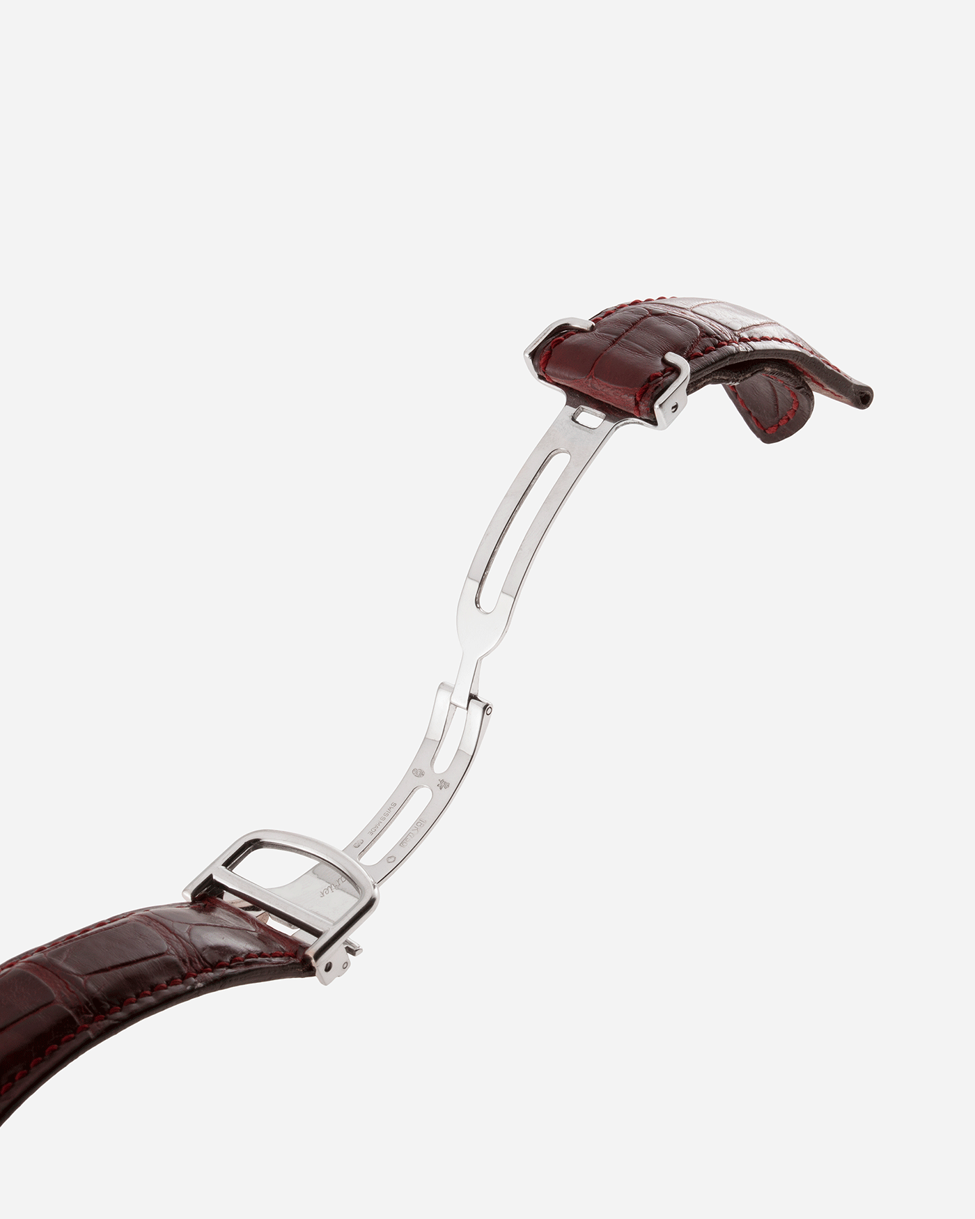 Brand: Cartier Year: 2000’s Model: CPCP Collection Prive Tortue Monopoussoir Reference: 2356 Material: 18k White Gold Movement: THA Cal. 045MC Case Diameter: 43 x 35 mm Strap: Navy Blue Molequin Textured Calf Strap with separate 18k Cartier White Gold Deployant