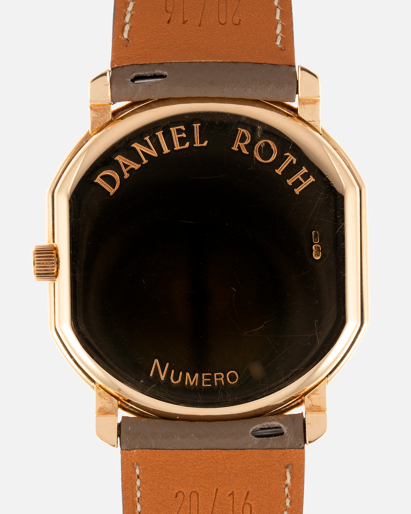 Brand: Daniel Roth Year: 1990’s Model: 2107 Material: 18k Yellow Gold Movement: Frederic Piguet Cal. 71 Case Diameter: 35mm X 38mm Strap: Nostime Taupe Grained Calf with 18k Yellow Gold Tang Buckle
