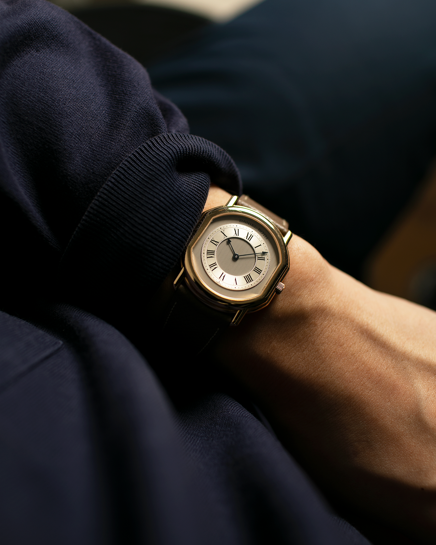 Brand: Daniel Roth Year: 1990’s Model: 2107 Material: 18k Yellow Gold Movement: Frederic Piguet Cal. 71 Case Diameter: 35mm X 38mm Strap: Nostime Taupe Grained Calf with 18k Yellow Gold Tang Buckle
