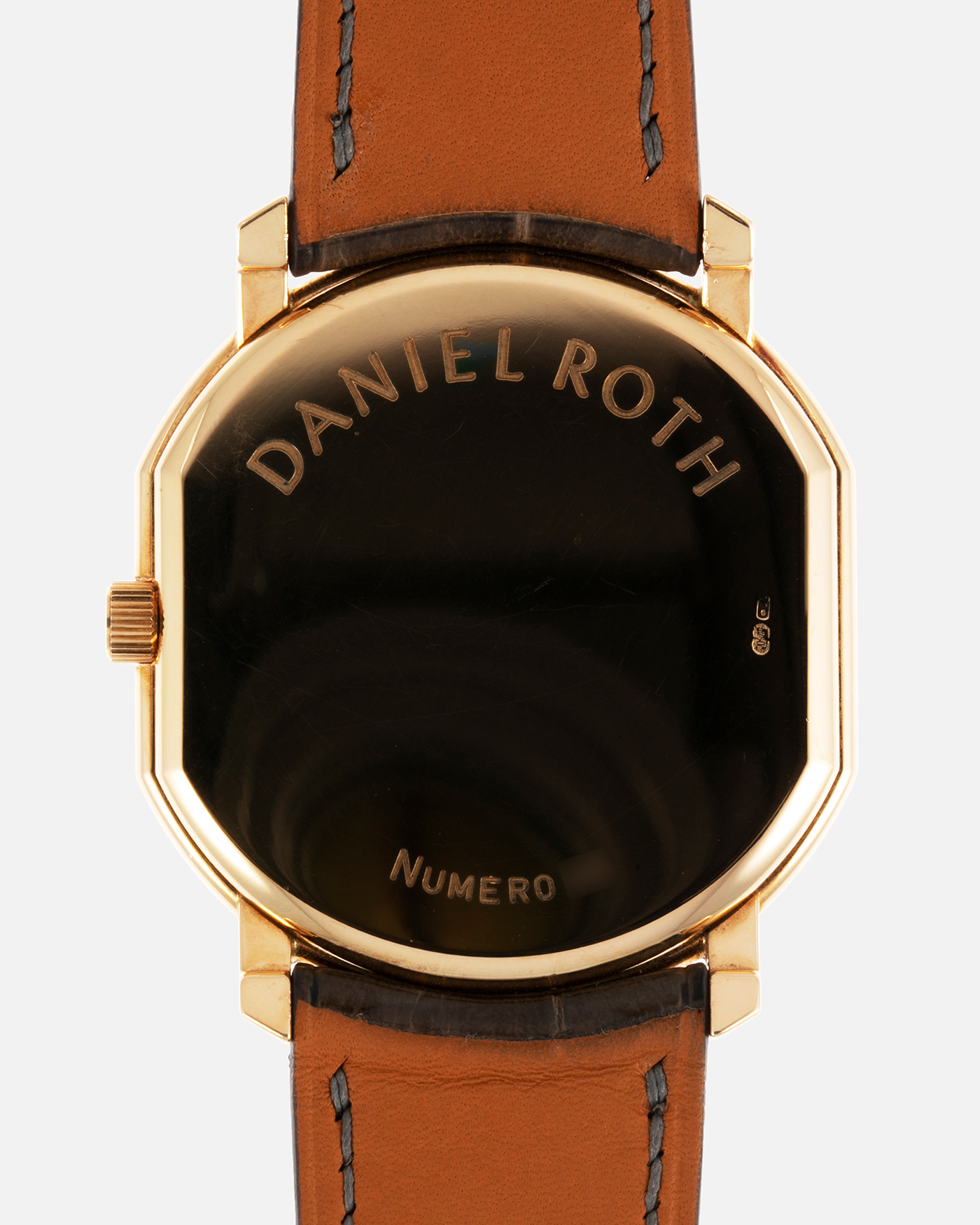 Brand: Daniel Roth Year: 1990’s Model: 2107 Material: 18k Yellow Gold Movement: Frederic Piguet Cal. 71 Case Diameter: 35mm X 38mm Strap: Custom made Chestnut Brown Alligator Strap with 18k Yellow Gold Tang Buckle