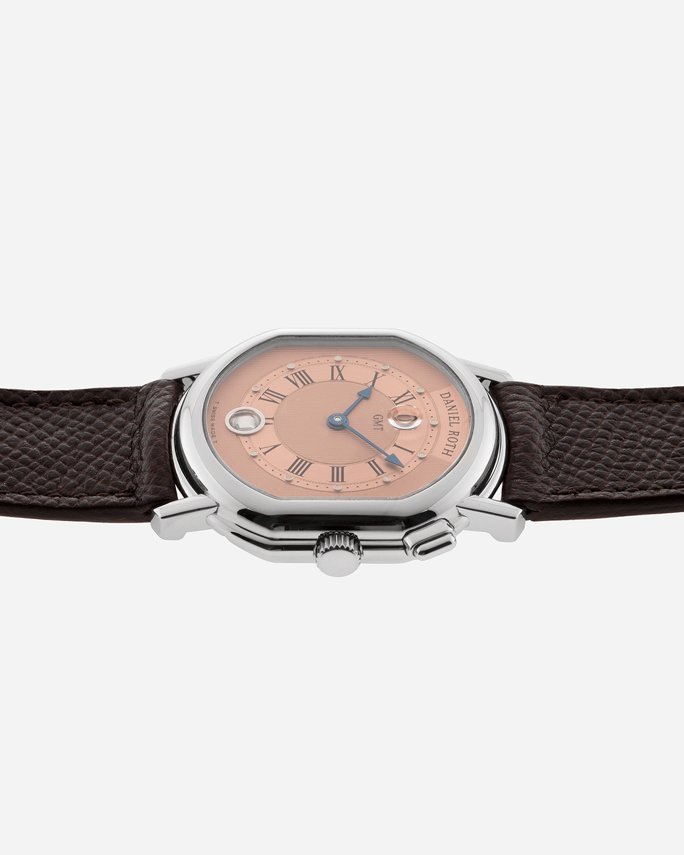 Brand: Daniel Roth Year: 1990’s Model: GMT Material: Stainless Steel Case Diameter: 35mm Strap: JPM X S.Song Dark Brown Textured Calf