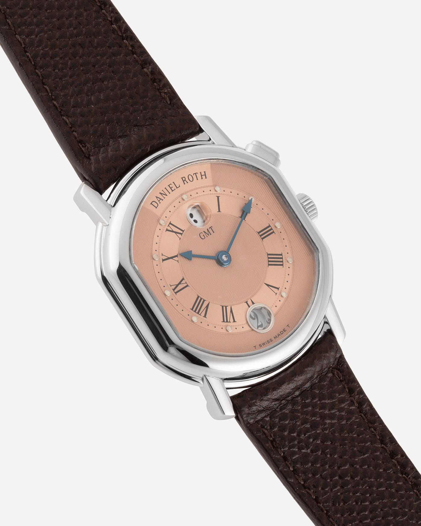 Brand: Daniel Roth Year: 1990’s Model: GMT Material: Stainless Steel Case Diameter: 35mm Strap: JPM X S.Song Dark Brown Textured Calf