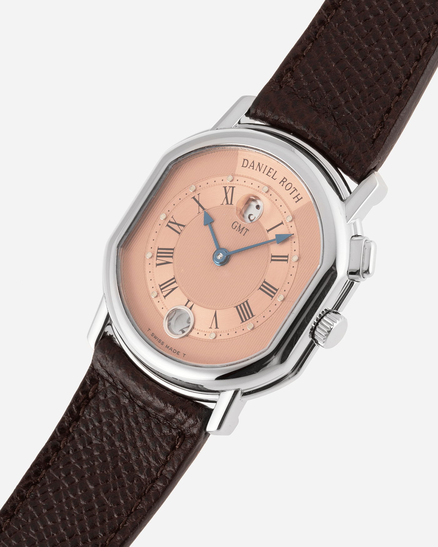 Brand: Daniel Roth Year: 1990’s Model: GMT Material: Stainless Steel Case Diameter: 35mm Strap: JPM X S.Song Dark Brown Textured Calf