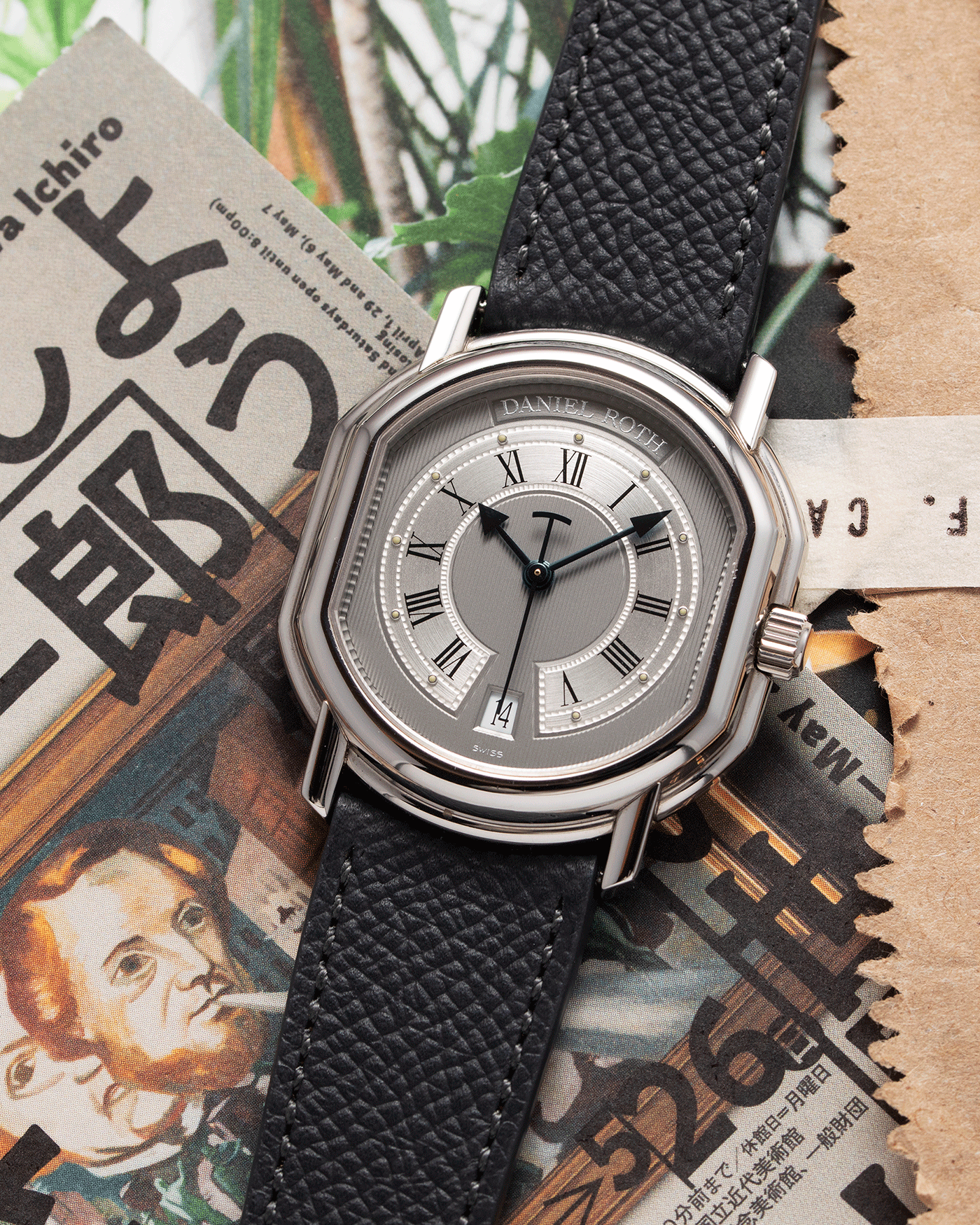 Brand: Daniel Roth Year: 1990’s Model: S177 Material: Stainless Steel Case Diameter: 35mmX38mm Bracelet/Strap: Molequin Anthracite Grained Calf with Generic Stainless Steel Tang Buckle