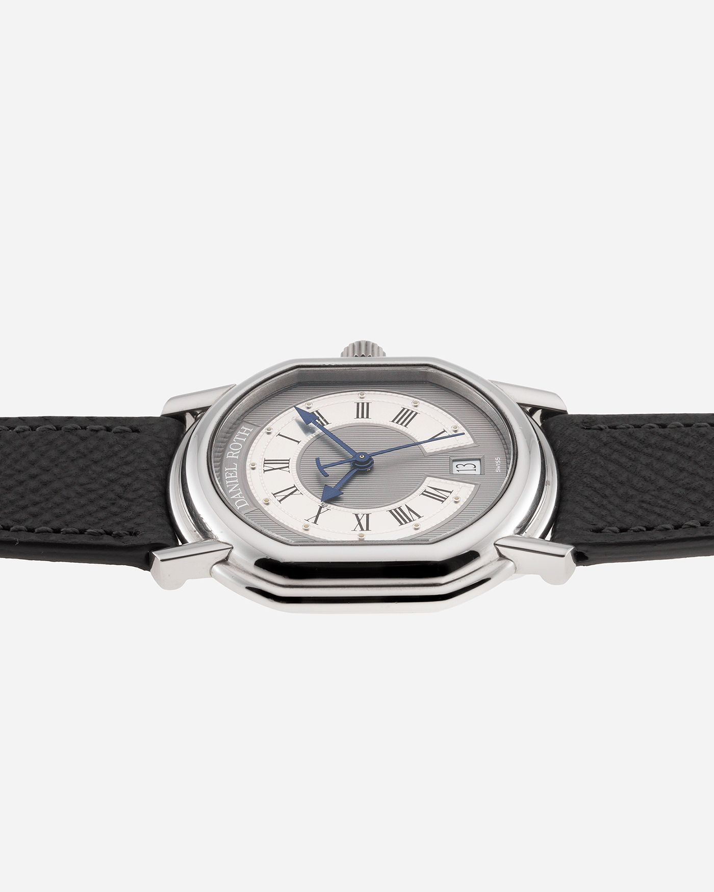 Brand: Daniel Roth Year: 1990’s Model: S177 Material: Stainless Steel Case Diameter: 35mmX38mm Bracelet/Strap: Molequin Anthracite Grained Calf with Generic Stainless Steel Tang Buckle