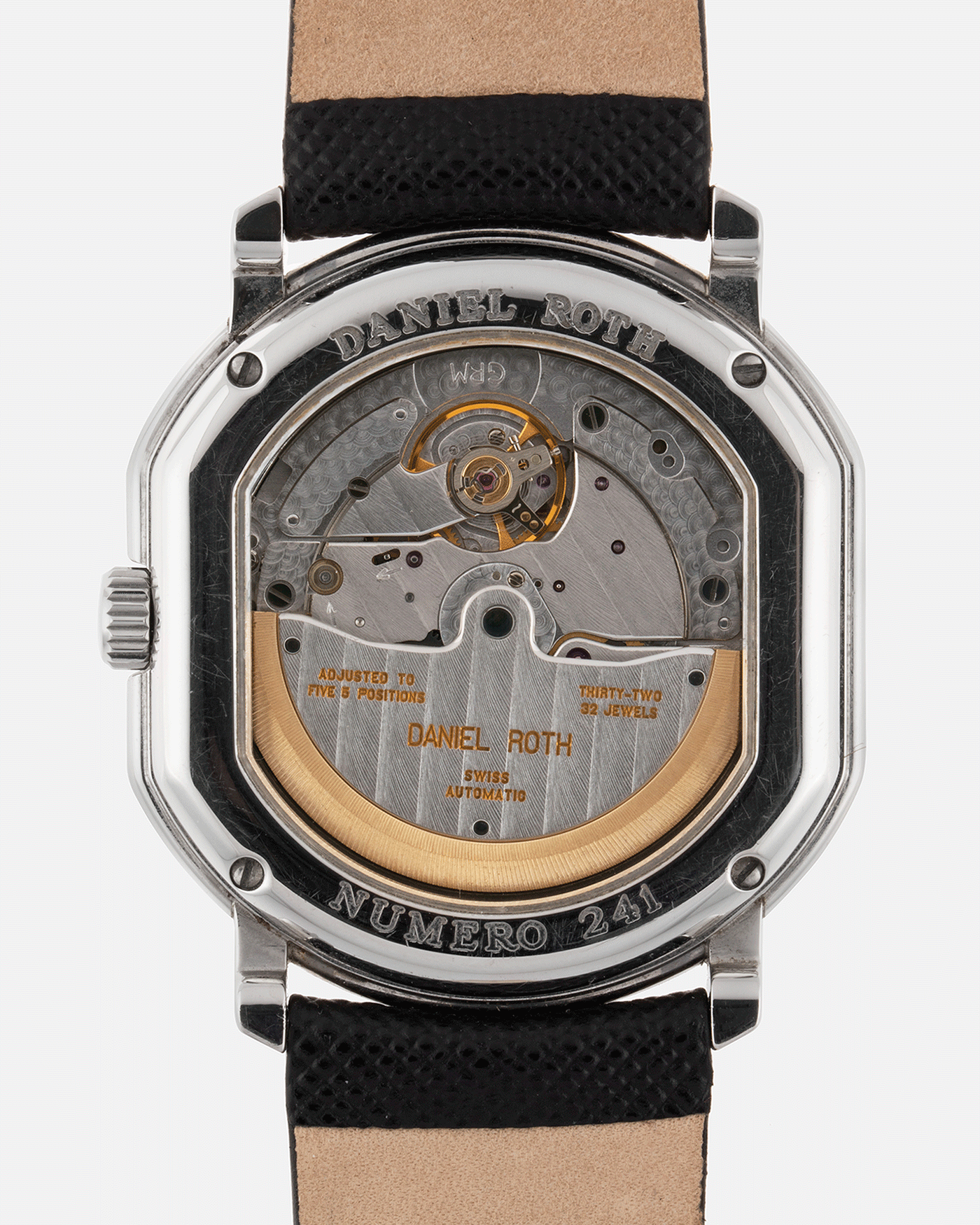 Brand: Daniel Roth Year: 2002 Model: Small Seconds Material: Stainless Steel Case Diameter: 35mmX38mm Bracelet/Strap: JPM X S.SONG Black Saffiano and Stainless Steel Daniel Roth Tang Buckle