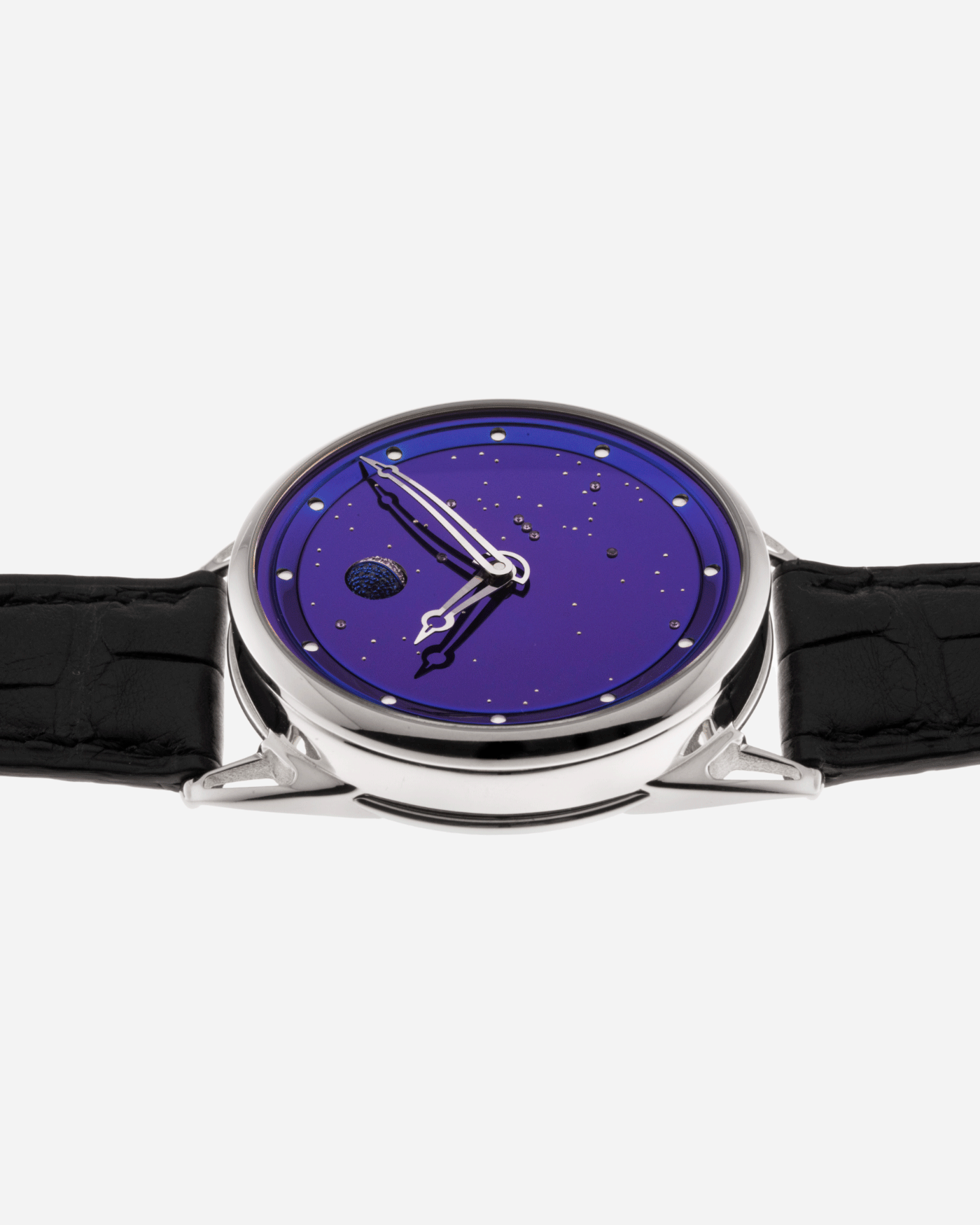 Brand: De Bethune Year: 2021 Model: Starry Sky Moonphase Reference: DB25 Material: Titanium Movement: In-House Cal. DB2106 Case Diameter: 40mm Strap: De Bethune Black Alligator with Titanium Tang Buckle