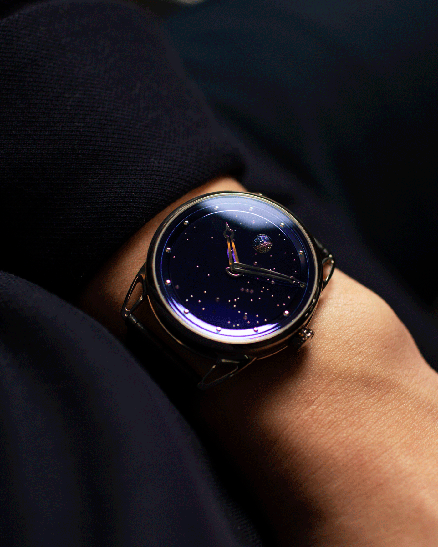 Brand: De Bethune Year: 2021 Model: Starry Sky Moonphase Reference: DB25 Material: Titanium Movement: In-House Cal. DB2106 Case Diameter: 40mm Strap: De Bethune Black Alligator with Titanium Tang Buckle