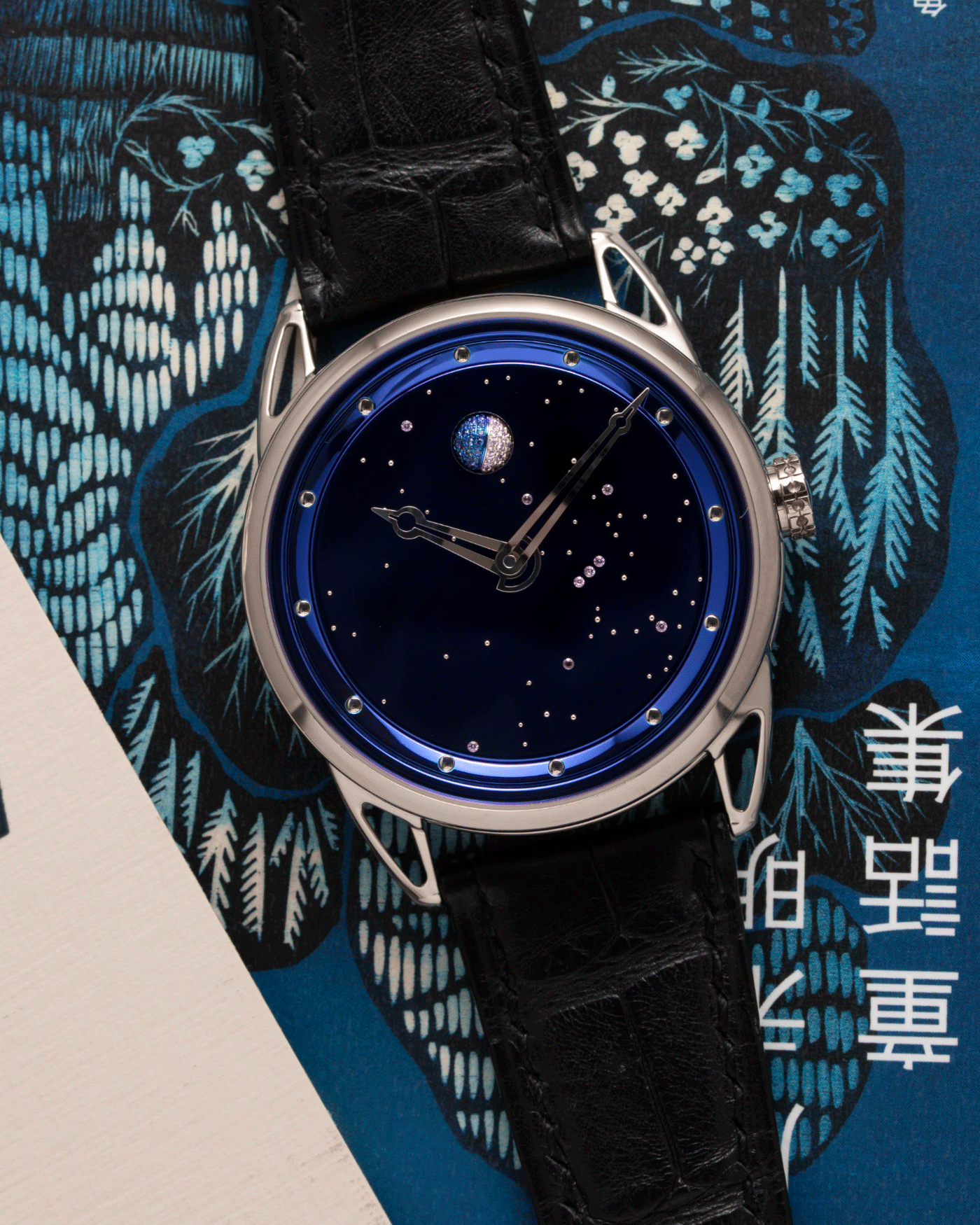 Brand: De Bethune Year: 2021 Model: Starry Sky Moonphase Reference: DB25 Material: Titanium Movement: In-House Cal. DB2106 Case Diameter: 40mm Strap: De Bethune Black Alligator with Titanium Tang Buckle