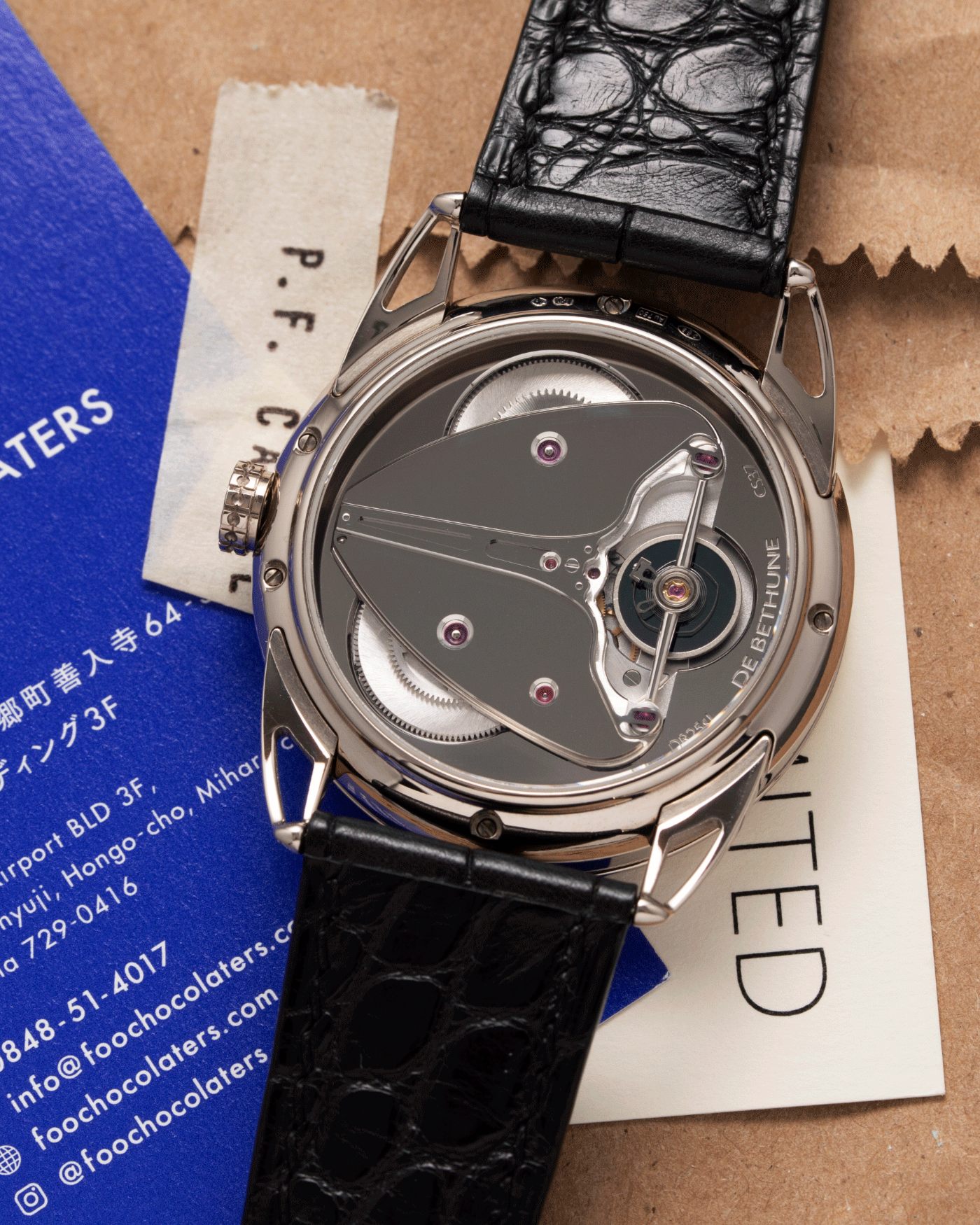 Brand: De Bethune Year: 2021 Model: Starry Sky Moonphase Reference: DB25 Material: Titanium Movement: In-House Cal. DB2106 Case Diameter: 40mm Strap: De Bethune Black Alligator with Titanium Tang Buckle