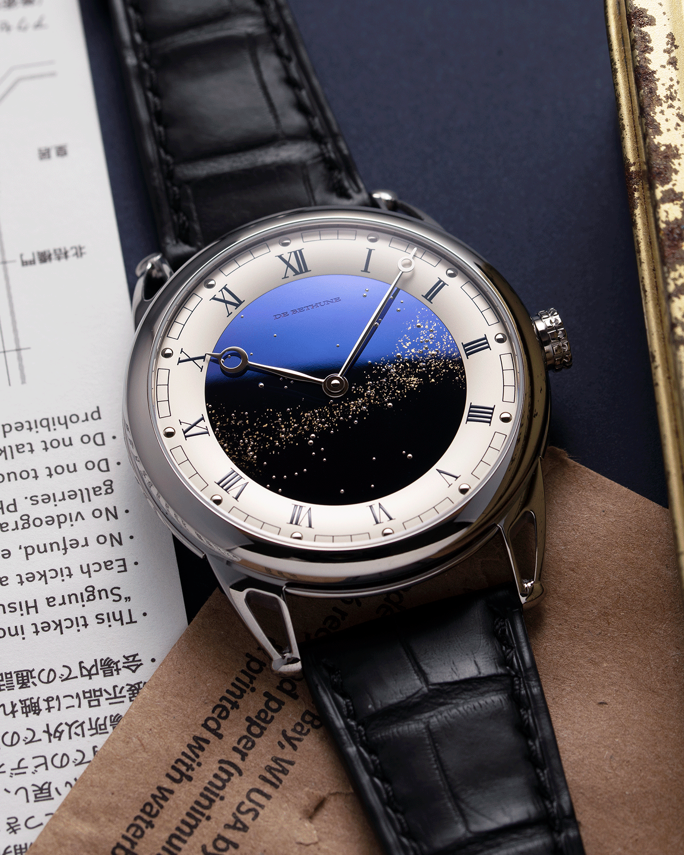 Brand: De Bethune Year: 2020 Model: Starry Varius Reference: DB25 Material: Titanium Movement: In-House Cal. DB2005 Case Diameter: 42mm Strap: De Bethune Black Alligator with Titanium Tang Buckle