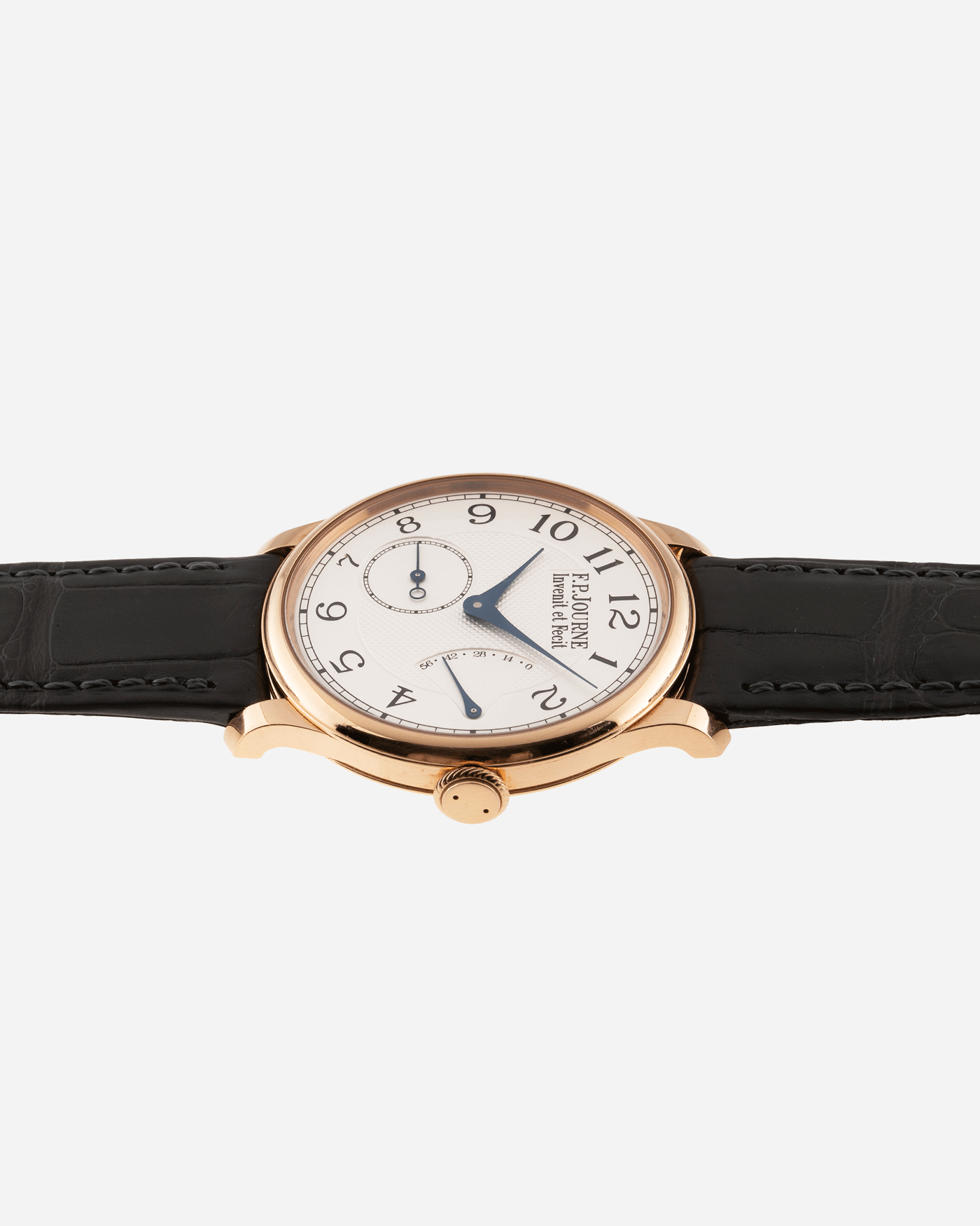 Brand: F.P. Journe Year: 2009 Model: Chronometre Souverain Material: 18k Rose Gold Movement: in-house FPJ calibre 1304 Case Diameter: 38mm Bracelet/Strap: F.P. Journe Grey Alligator and 18k Rose Gold Tang Buckle