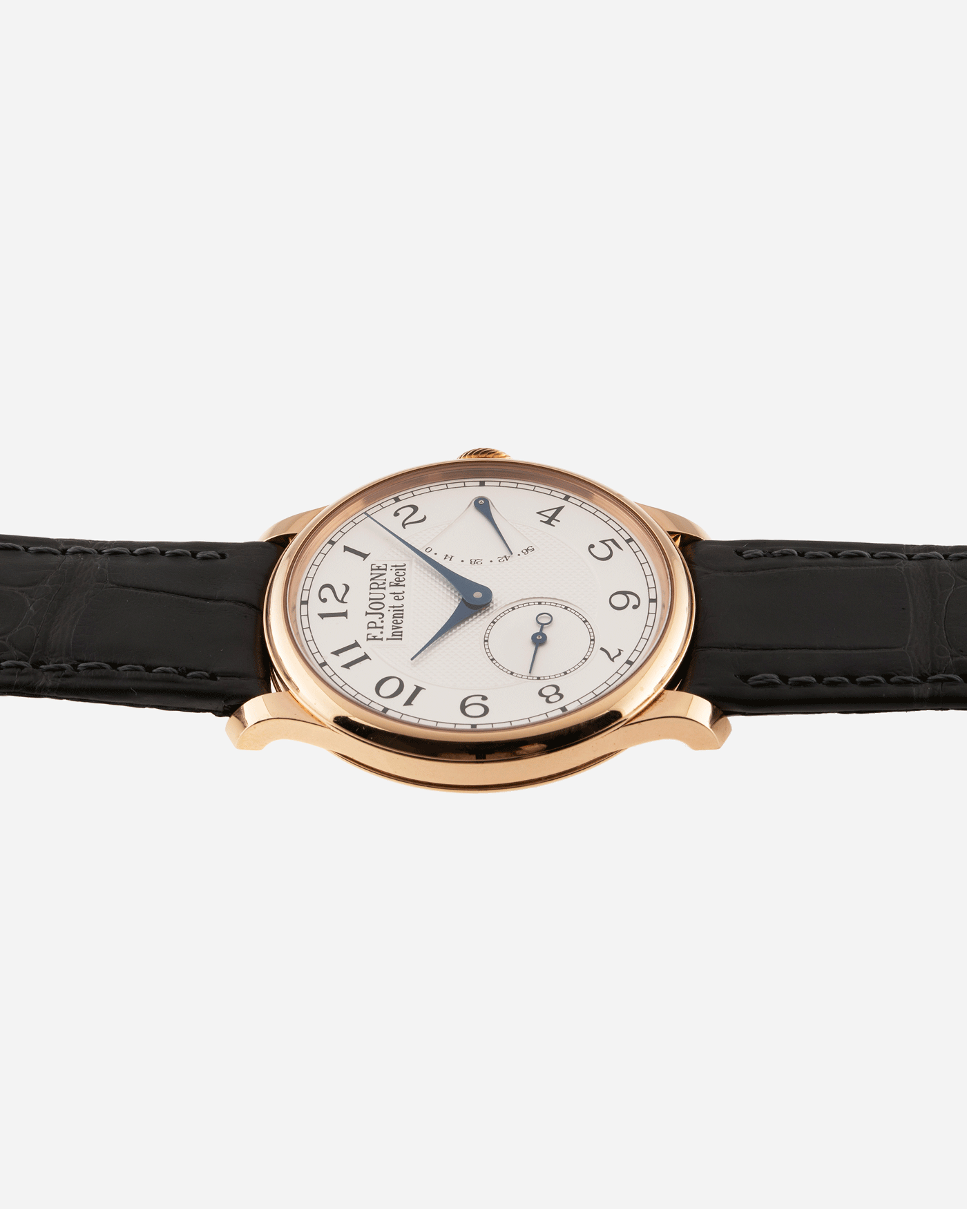 Brand: F.P. Journe Year: 2009 Model: Chronometre Souverain Material: 18k Rose Gold Movement: in-house FPJ calibre 1304 Case Diameter: 38mm Bracelet/Strap: F.P. Journe Grey Alligator and 18k Rose Gold Tang Buckle