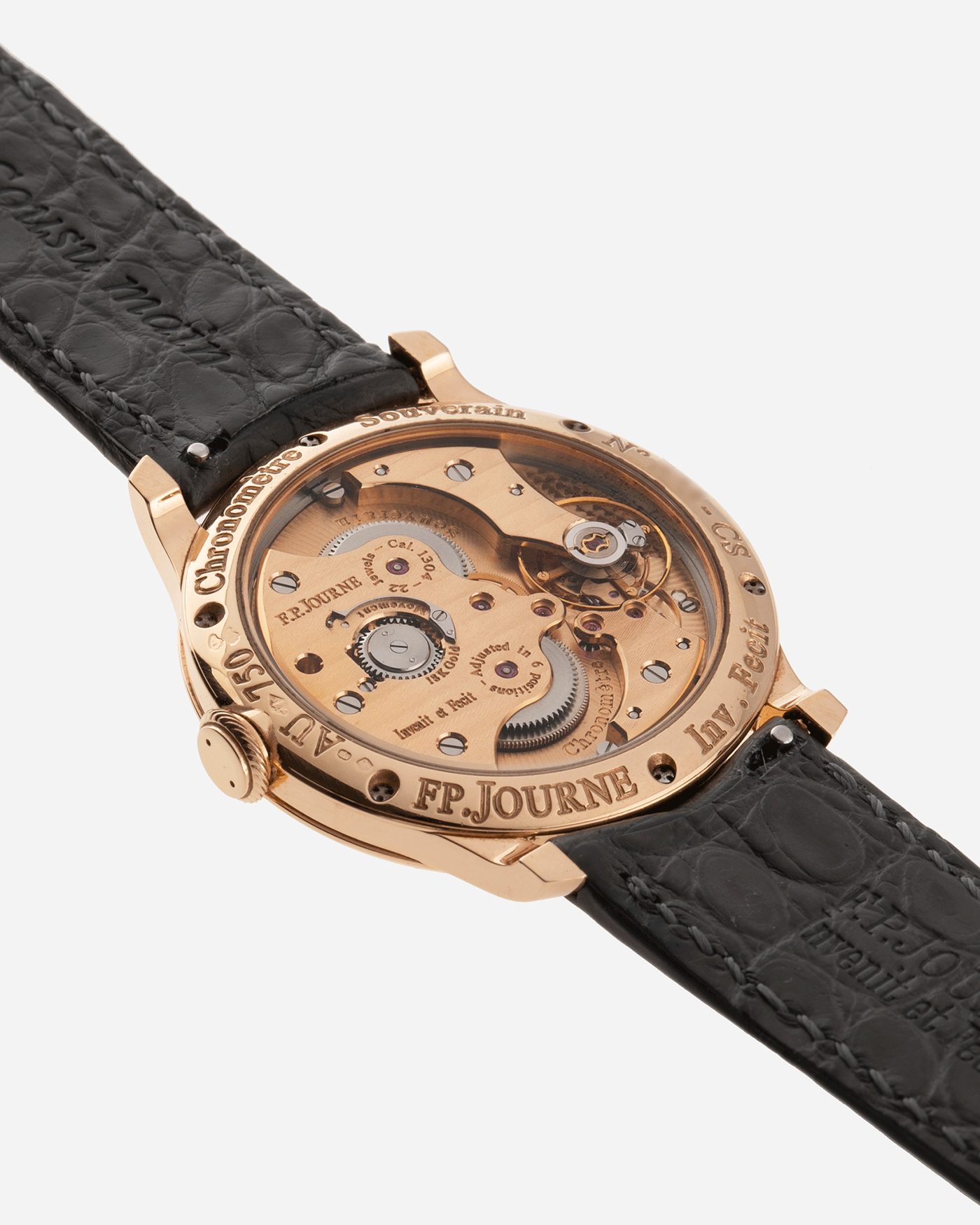 Brand: F.P. Journe Year: 2009 Model: Chronometre Souverain Material: 18k Rose Gold Movement: in-house FPJ calibre 1304 Case Diameter: 38mm Bracelet/Strap: F.P. Journe Grey Alligator and 18k Rose Gold Tang Buckle
