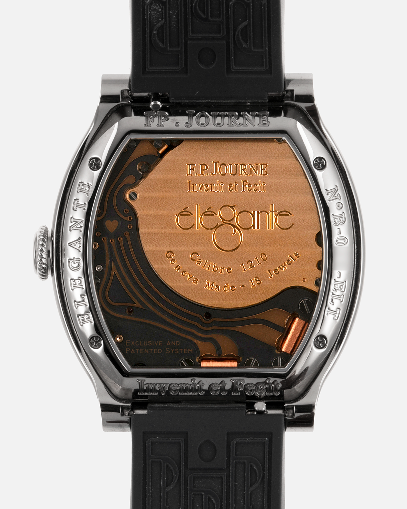 Brand: F.P. Journe Year: 2022 Model: Elegante 40 Material: Titanium Movement: FPJ Calibre 1210 Case Diameter: 40mm Bracelet/Strap: F.P. Journe Blue Rubber Strap