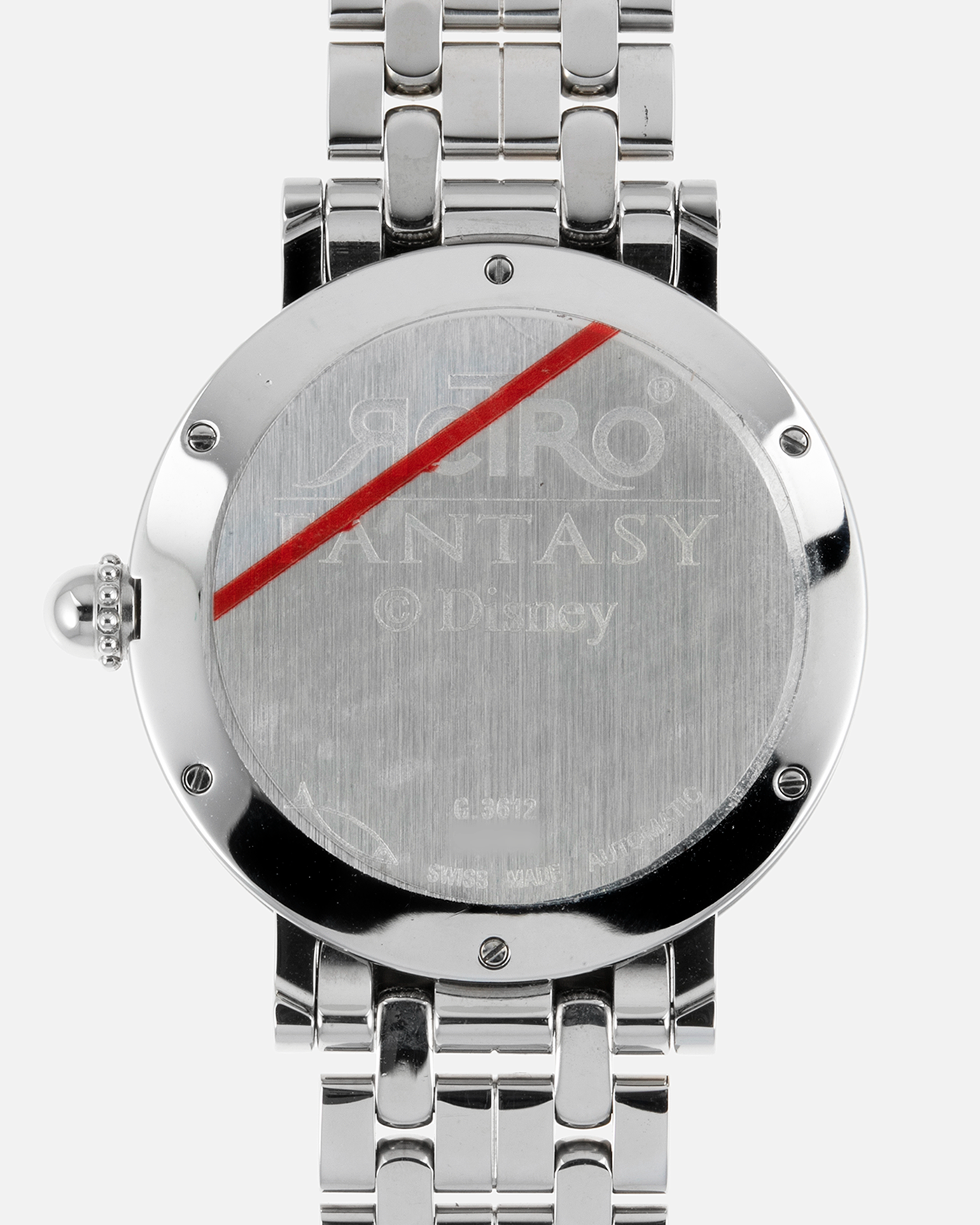 Brand: Gerald Genta Year: 1990’s Model: Ref. 3632G Retro “Mickey Mouse” Material: Stainless Steel case, Mother of Pearl dial Movement: Cal. ETA 2892A2, Self-Winding Case Diameter: 36mm Bracelet/Strap: Gerald Genta Stainless Steel Bracelet with Genta Signed Clasp