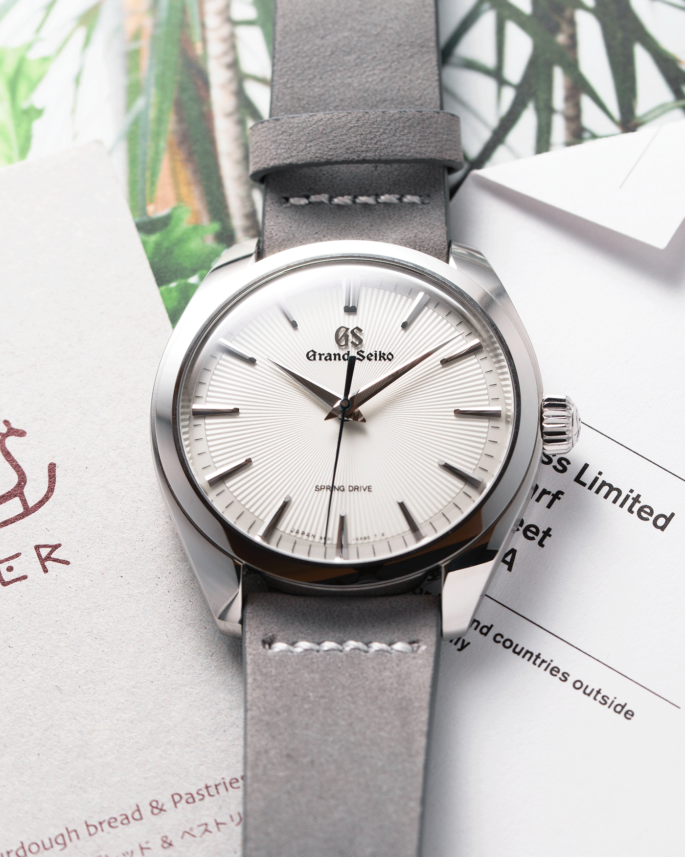 Brand: Grand Seiko Year: 2020 Reference Number: SBGY003 Spring Drive Material: Stainless Steel Movement: Cal 9R31 Case Diameter: 38.5mm Strap: Grey Suede Strap and Original Grand Seiko Black Crocodile Strap with Stainless Steel Deployant