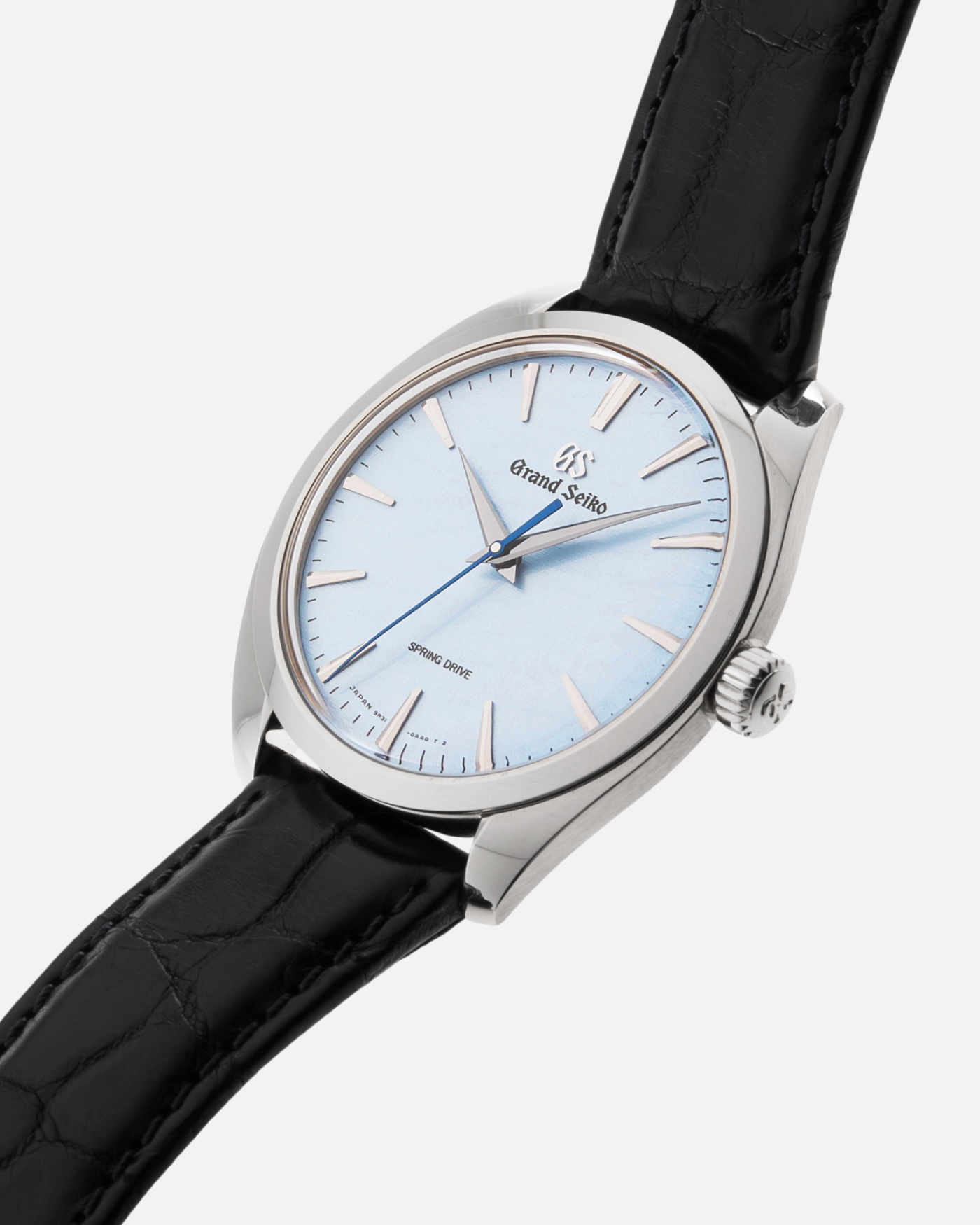 Brand: Grand Seiko Year: 2021 Reference Number: SBGY003 Spring Drive Material: Stainless Steel Movement: Cal 9R31 Case Diameter: 38.5mm Strap: Grand Seiko Black Crocodile Strap with Blue Stitching and Stainless Steel Deployant